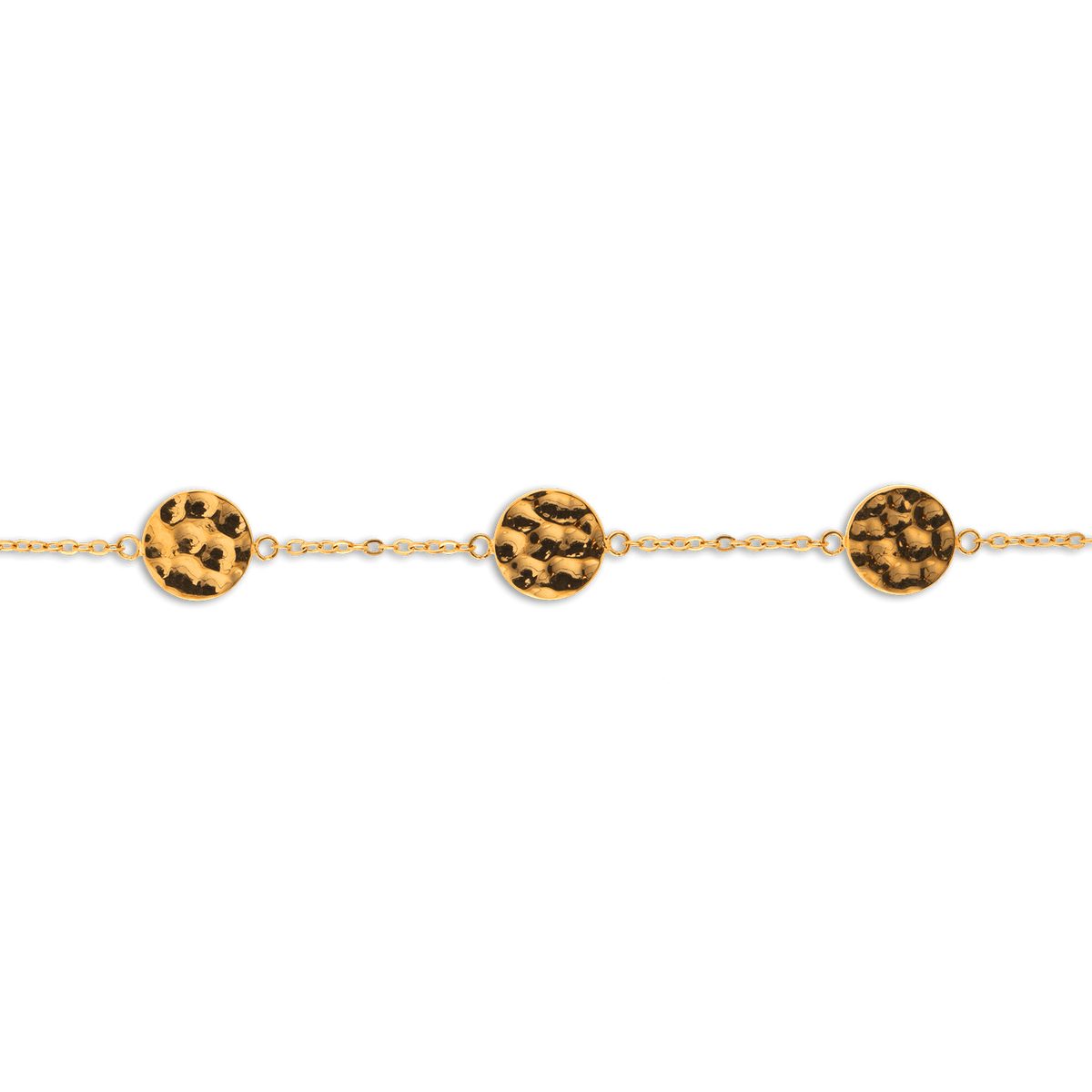 Bracelet Acier Jaune 17 à 20cm Pastilles Martelés 8mm