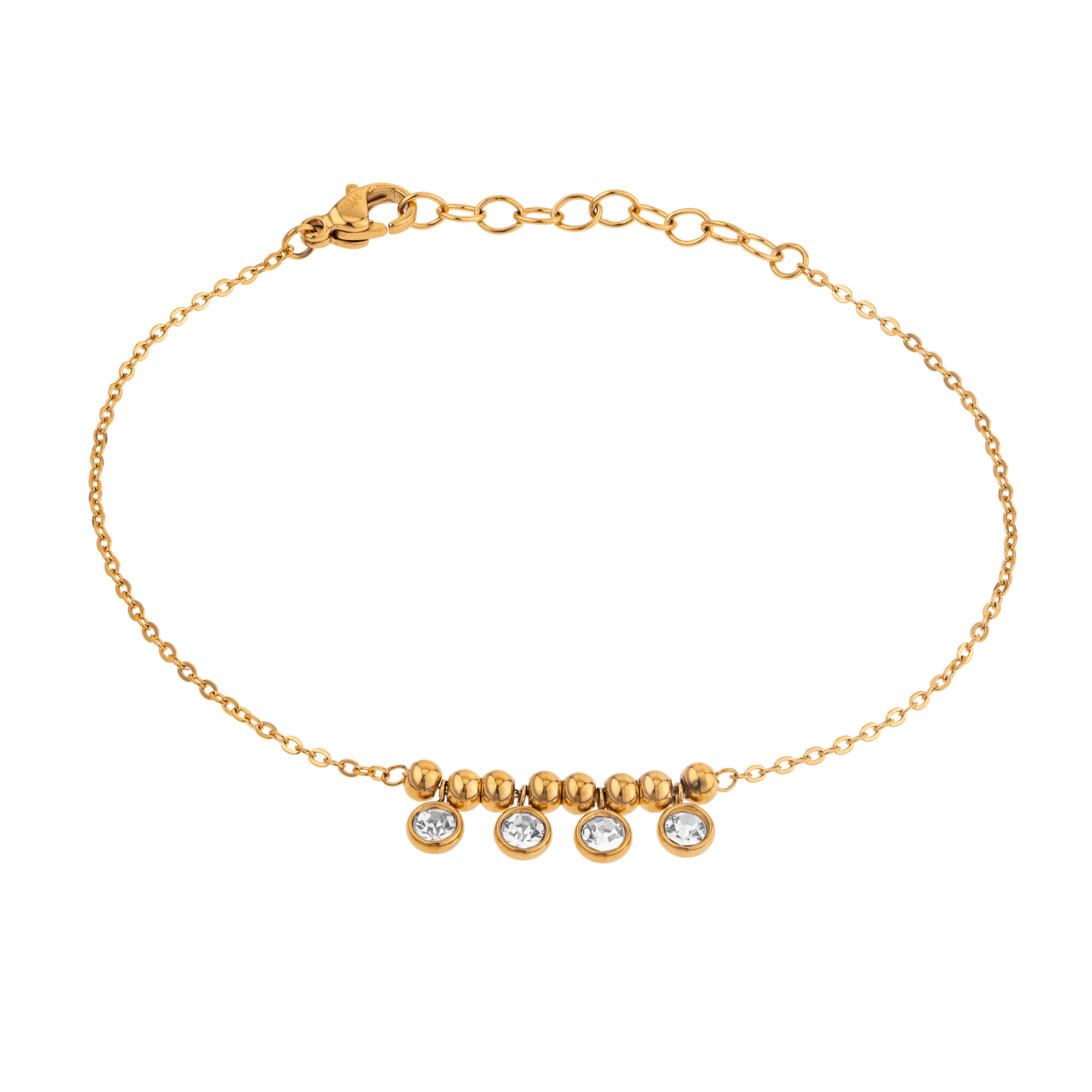 Bracelet Callas Acier doré Centre 3 Oxyde de Zirconium 17 plus 5 centimètres