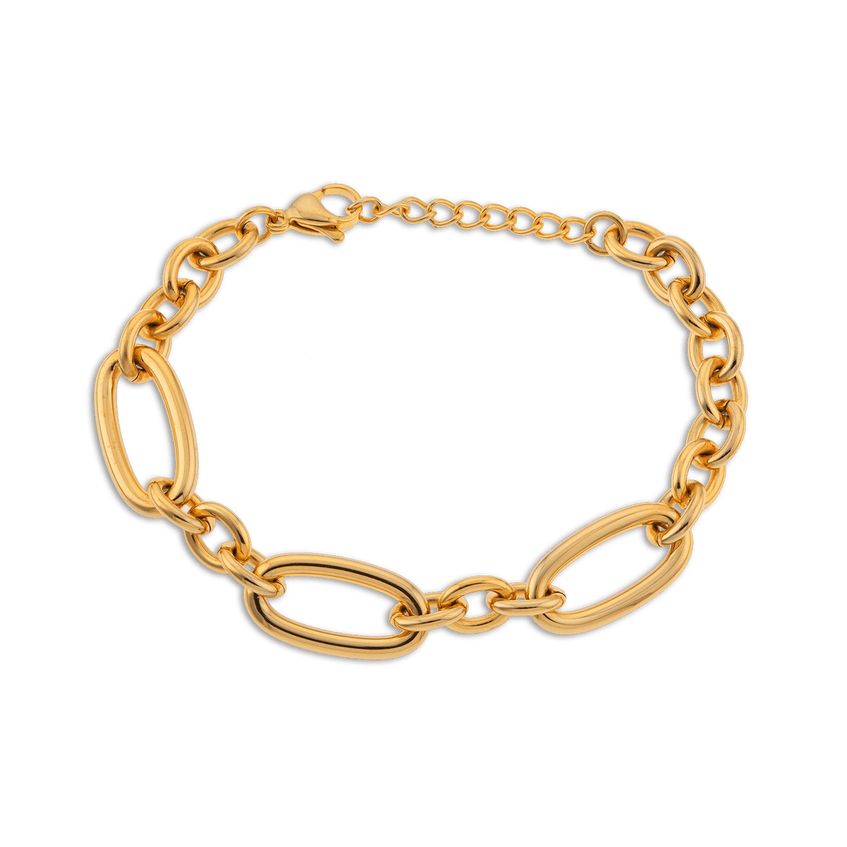 Bracelet Acier Jaune 20 à 22cm Maillon Ovale 23.5*12mm