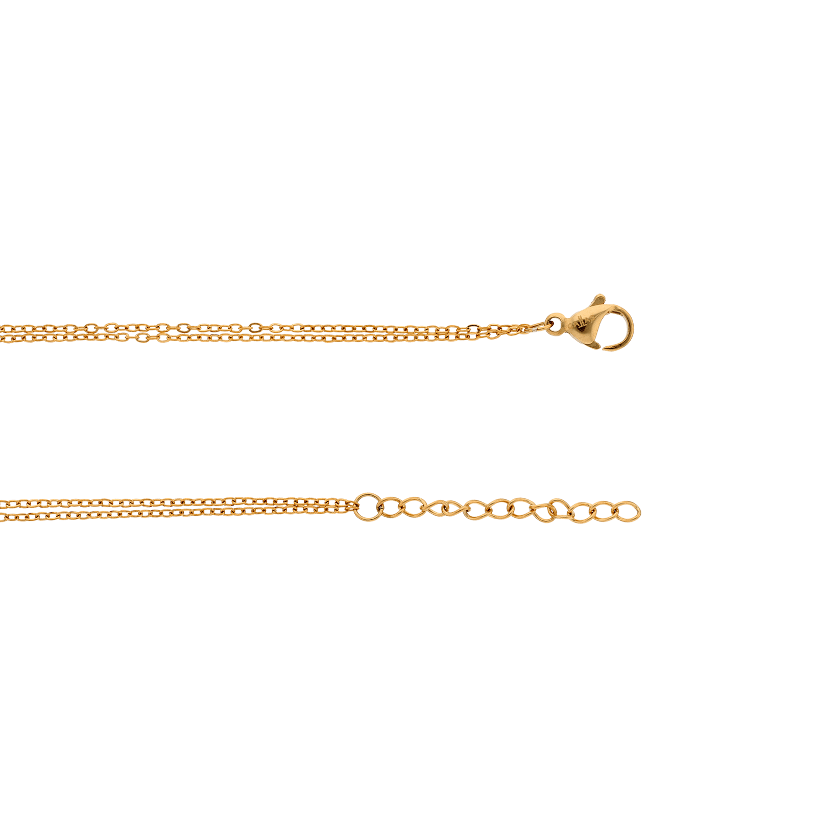 Bracelet Callas Acier doré Chaîne 2 rangs coeur sertie Oxyde de Zirconium 16 plus 3 centimètres