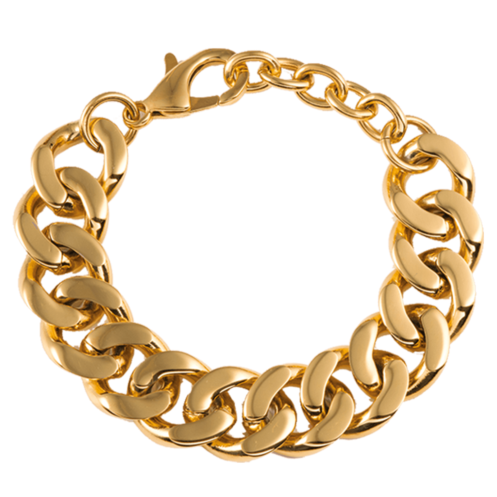 Bracelet Acier doré maille gourmette Diamanté largeur 15 millimètres 17 plus 3 centimètres