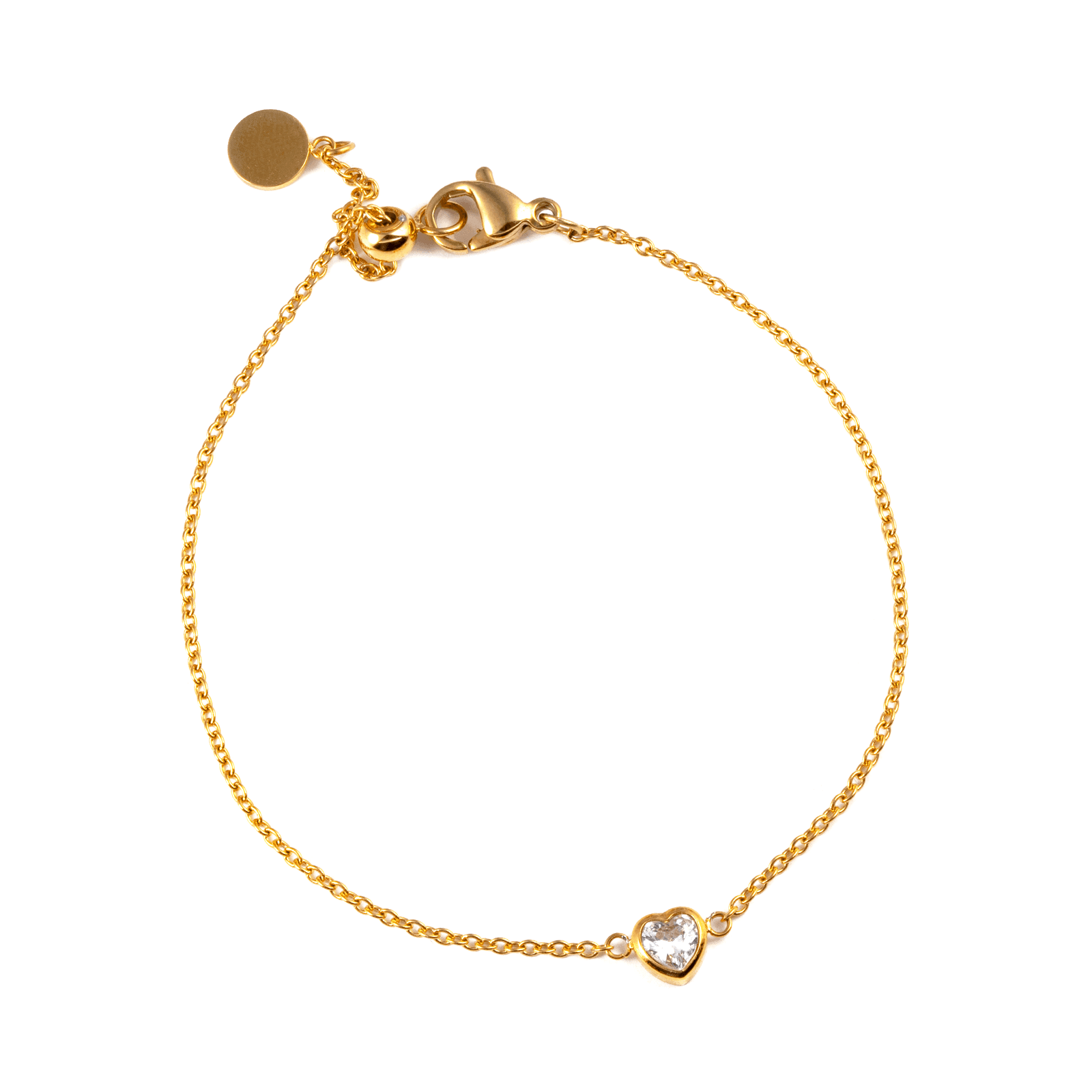 bracelet callas acier doré centre coeur zirconia cubique blanc 19,5 mm
