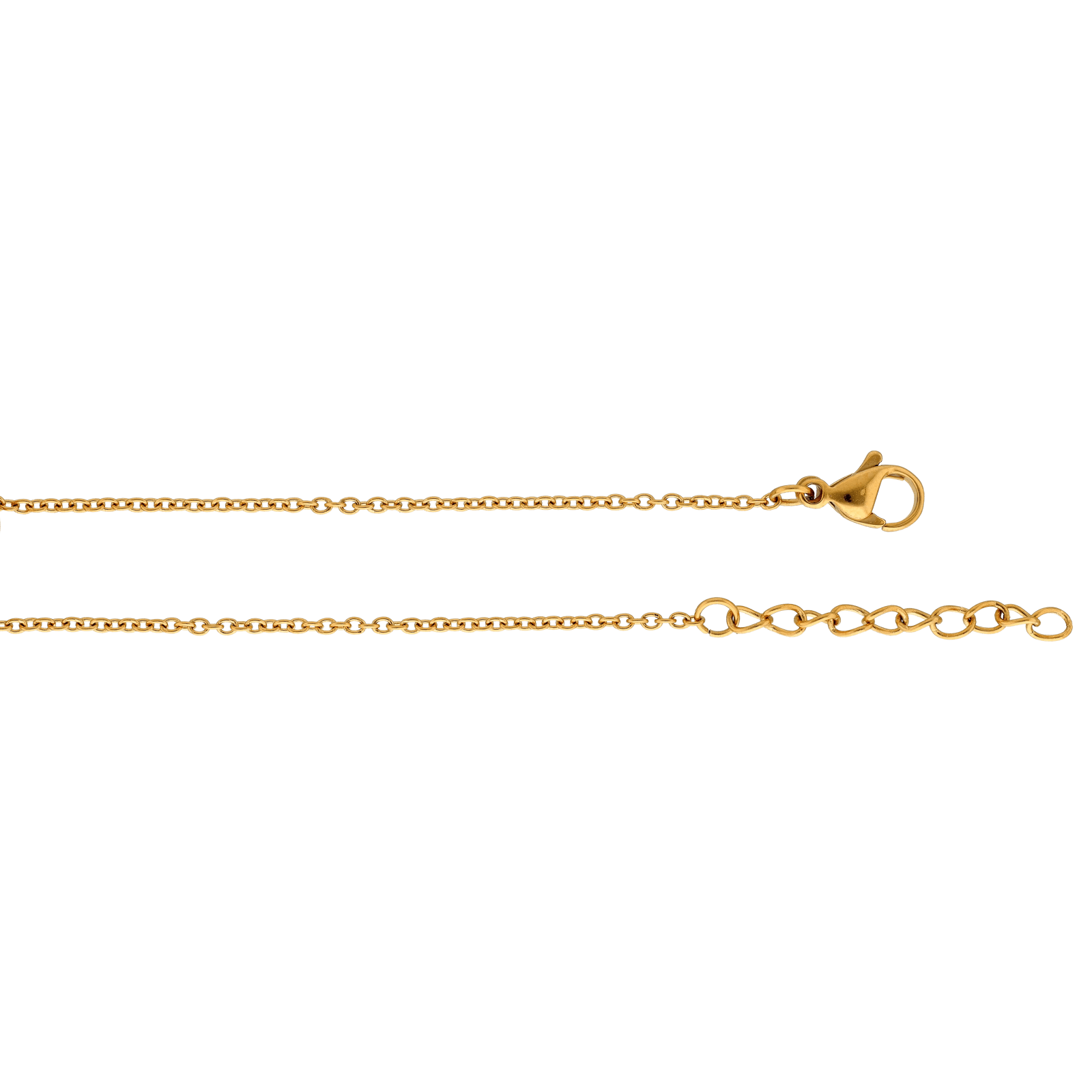 Bracelet Callas en acier doré avec médaille deux anneaux et oxydes de zirconium blancs, 17 cm avec rallonge de 3 cm