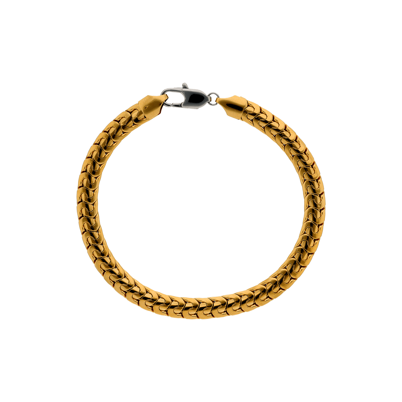 Bracelet Callas Acier doré maille plate fantaisie 21cm