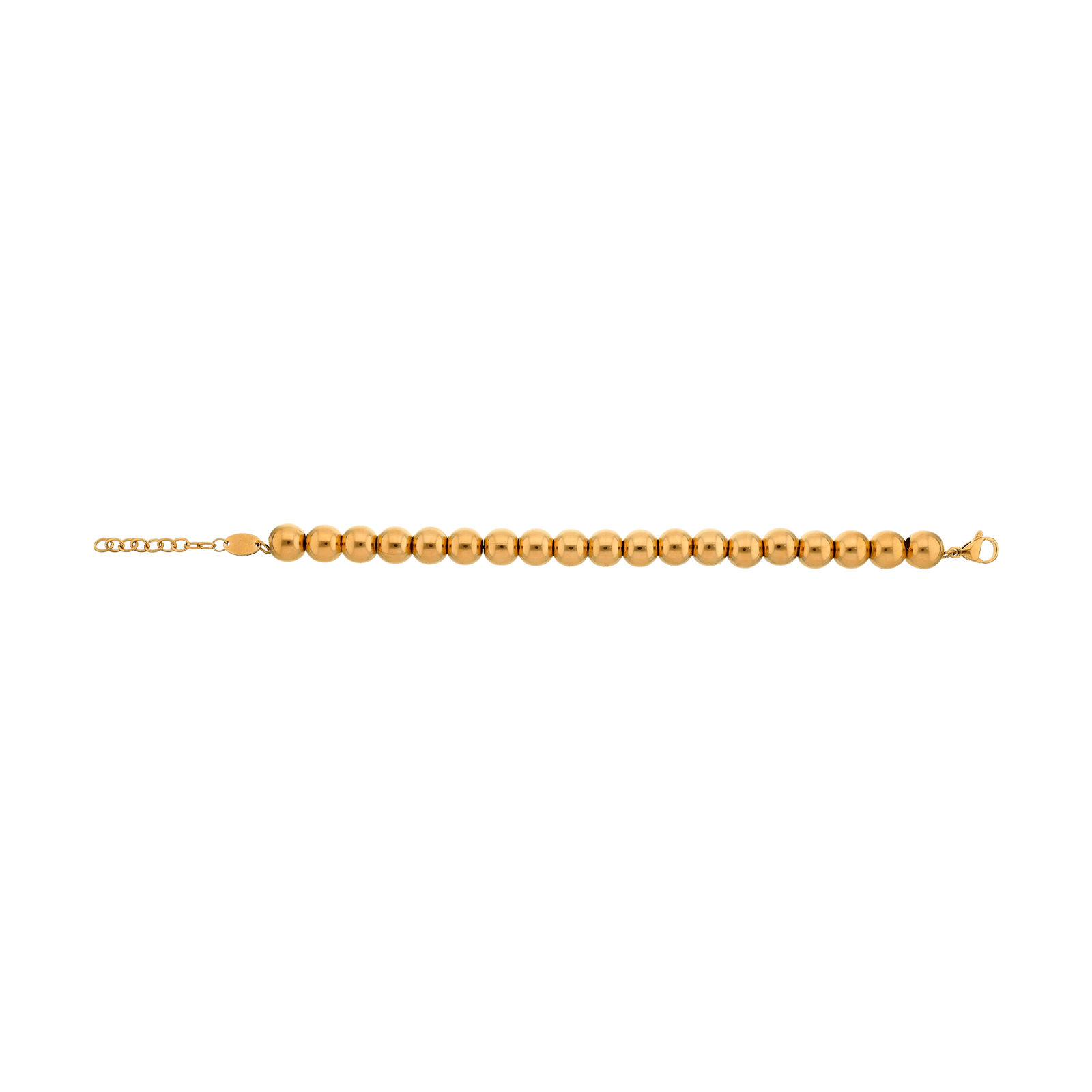 Bracelet Callas Acier doré boules 10 millimètres 17 plus 3 centimètres tag