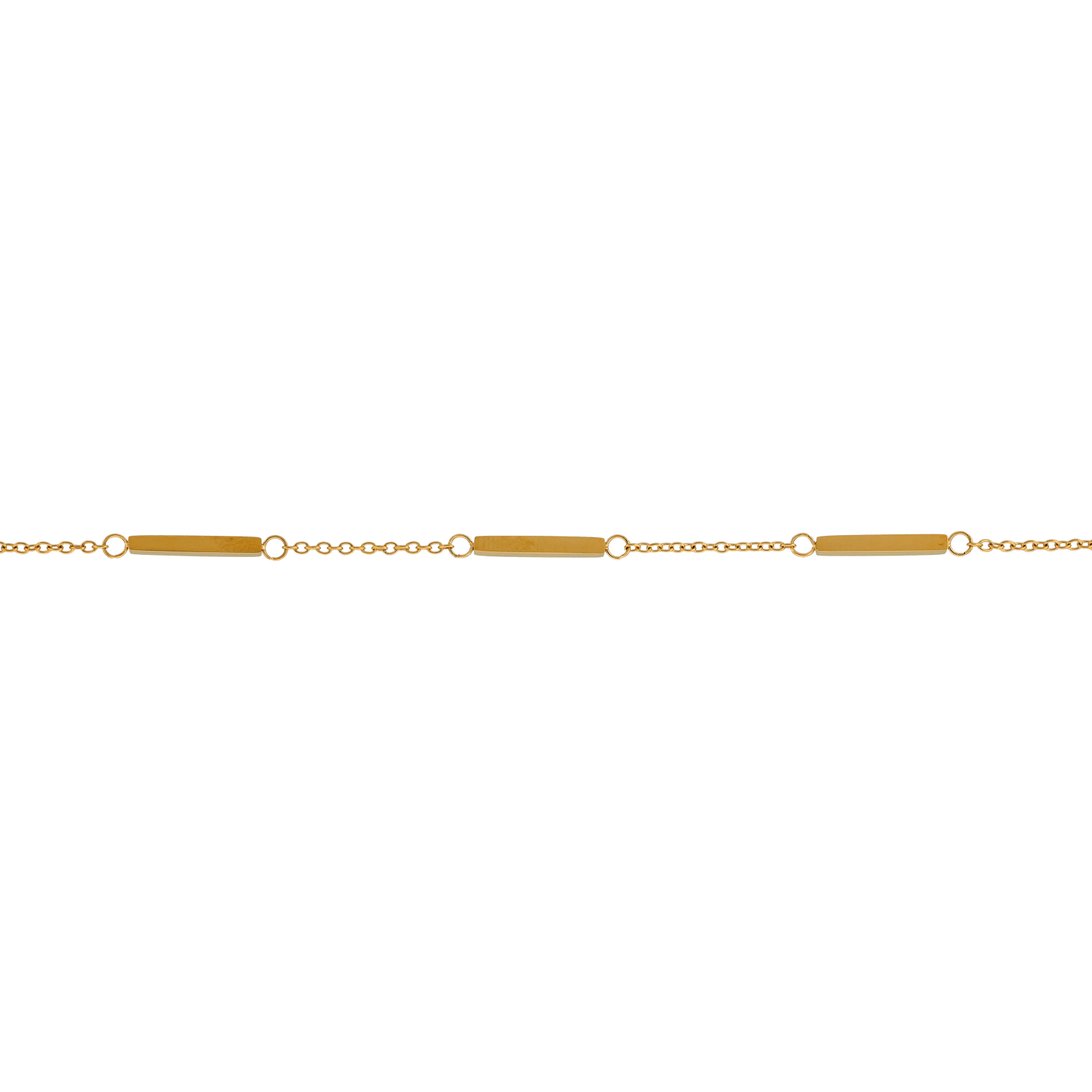 Bracelet Callas en acier doré trois barrettes, 16 cm avec rallonge de 3 cm