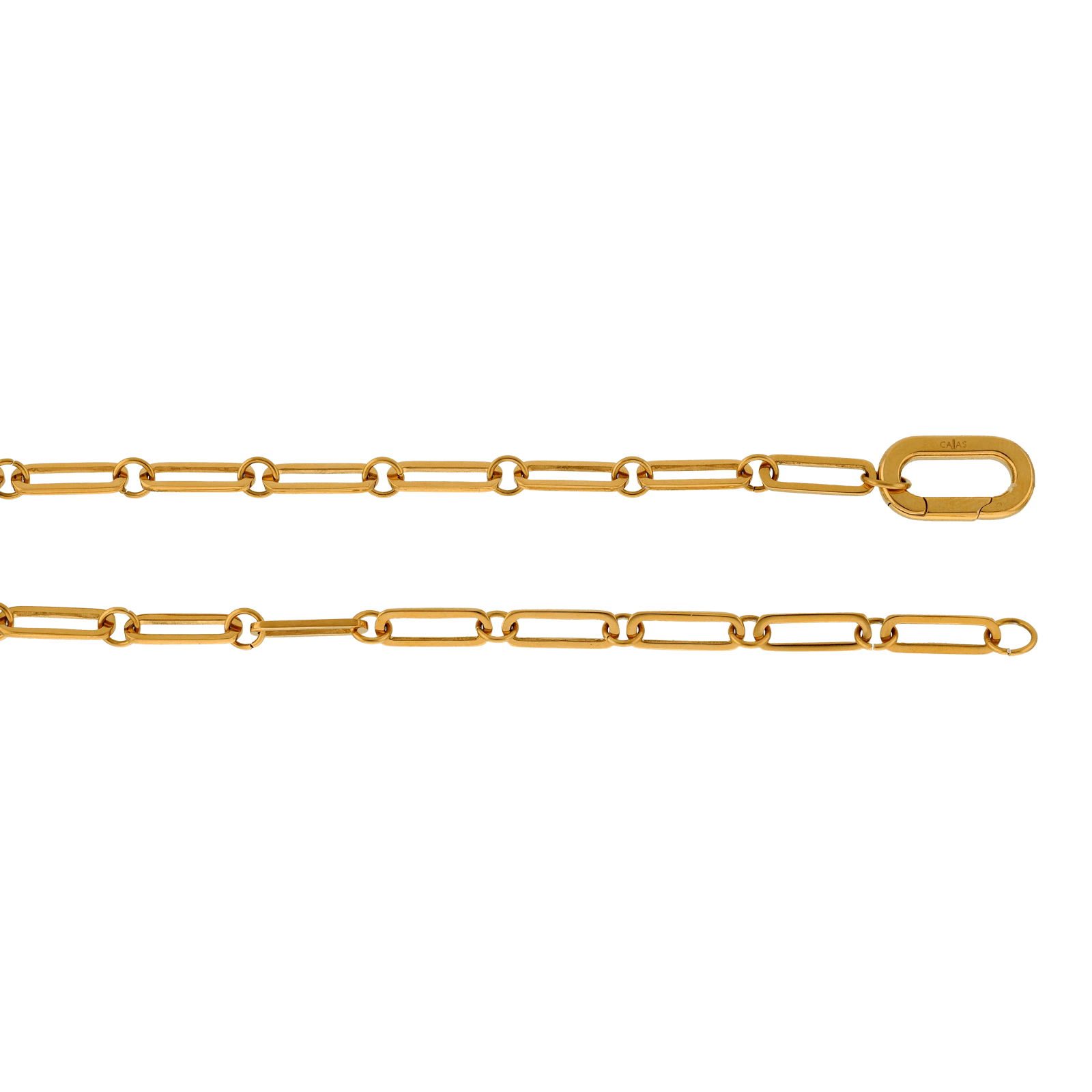 Bracelet Callas en acier doré double rang maille forçat fantaisie, 35 cm