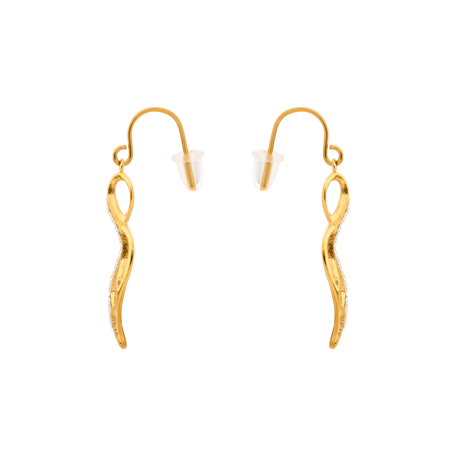 Boucles d'Oreilles Callas Acier doré Pendentif feuille ajouré Cristal Preciosa