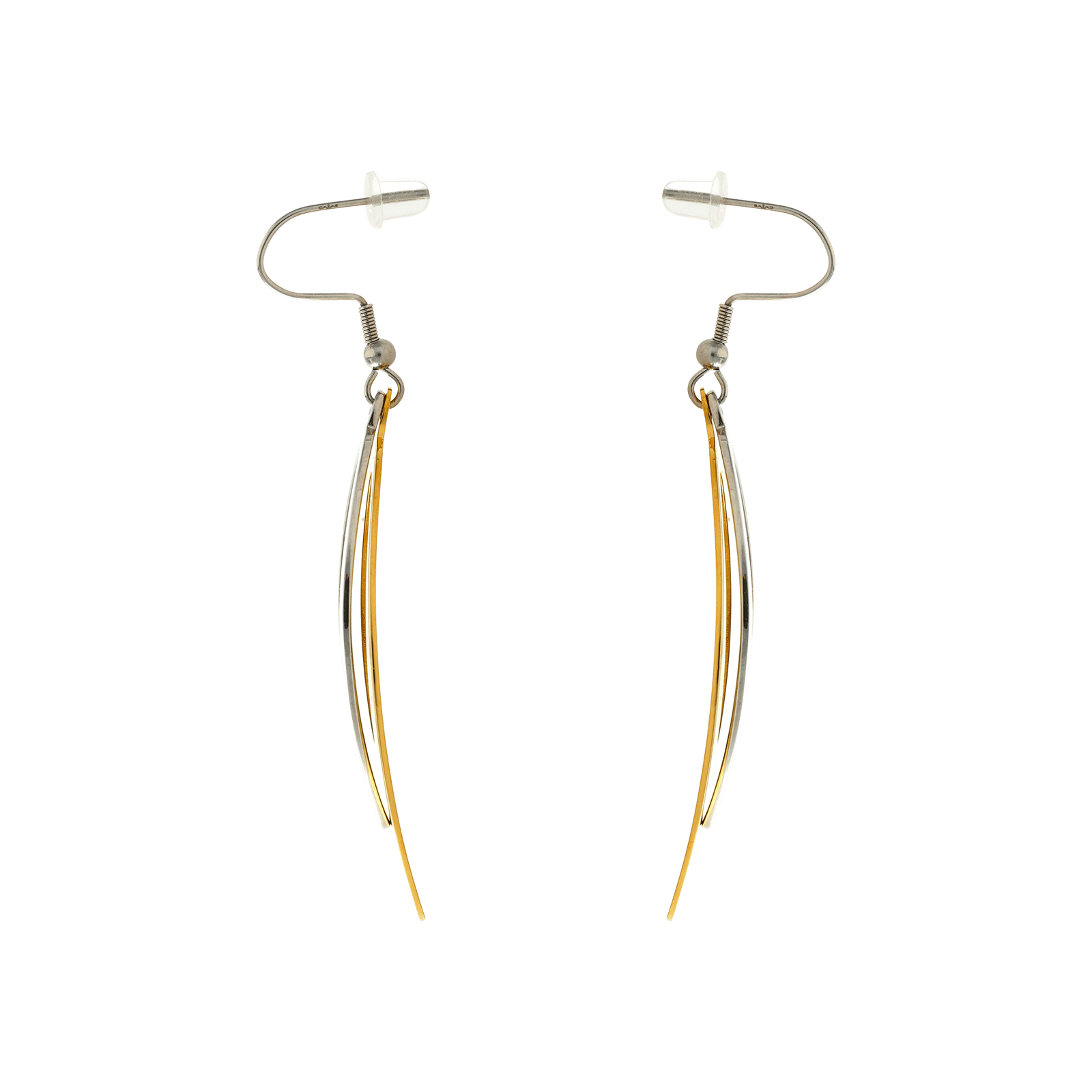 Boucles d'Oreilles Pendentif Callas double ovale Acier ips/Acier doré