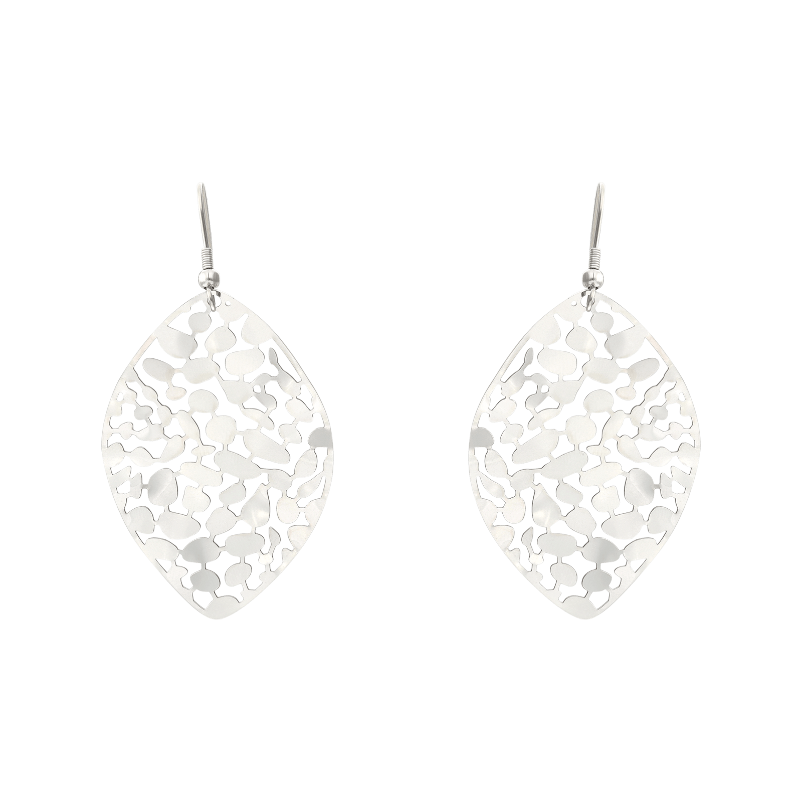 Boucles d'Oreilles Callas Acier Pendentif ovale ajouré