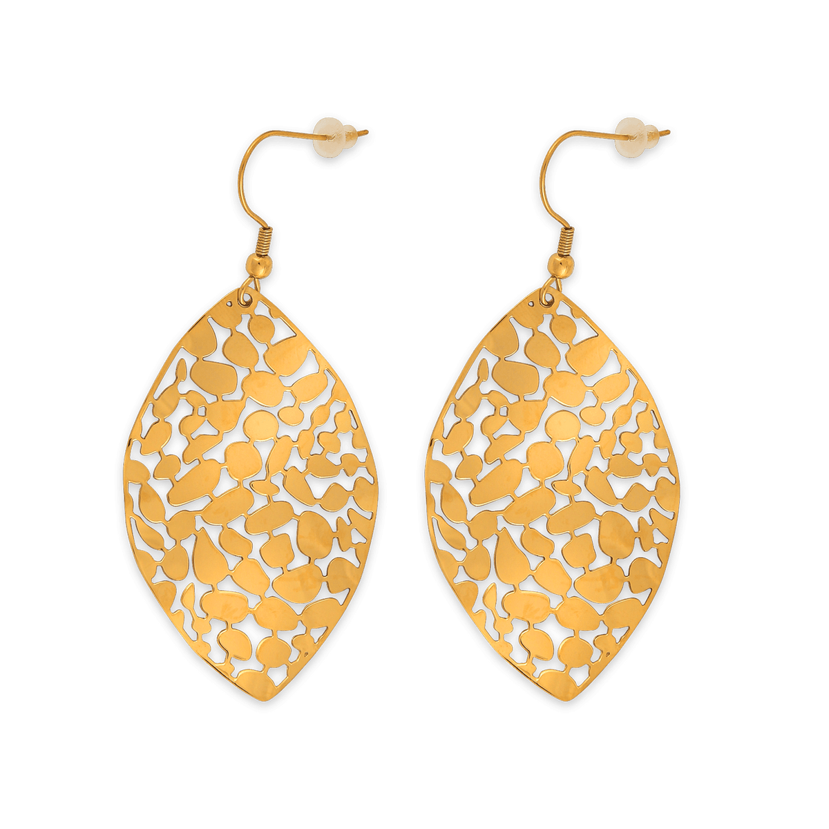 Boucles D'oreilles Acier Jaune Pendant 70mm Feuille 33*50mm