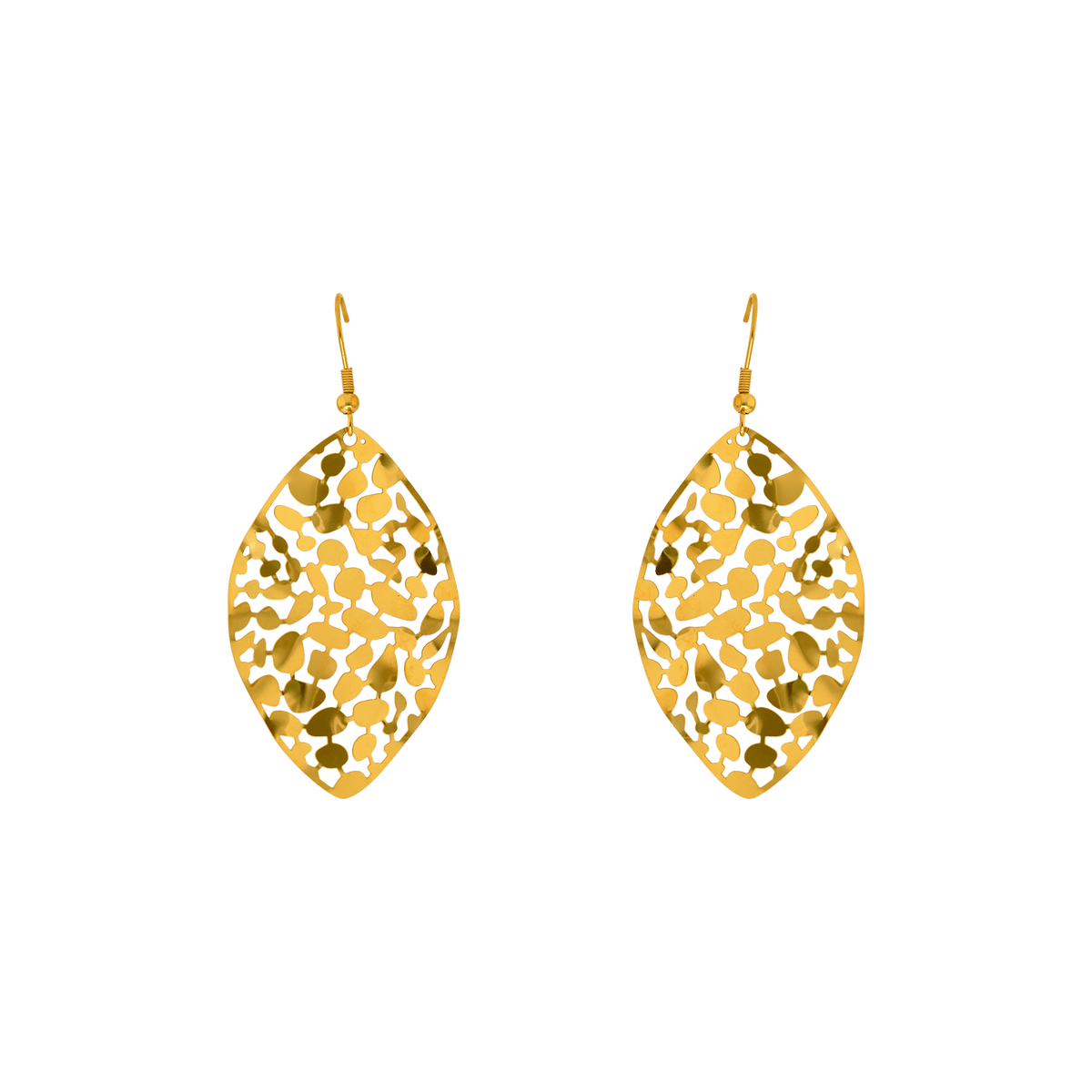Boucles D'oreilles Acier Jaune Pendant 70mm Feuille 33*50mm
