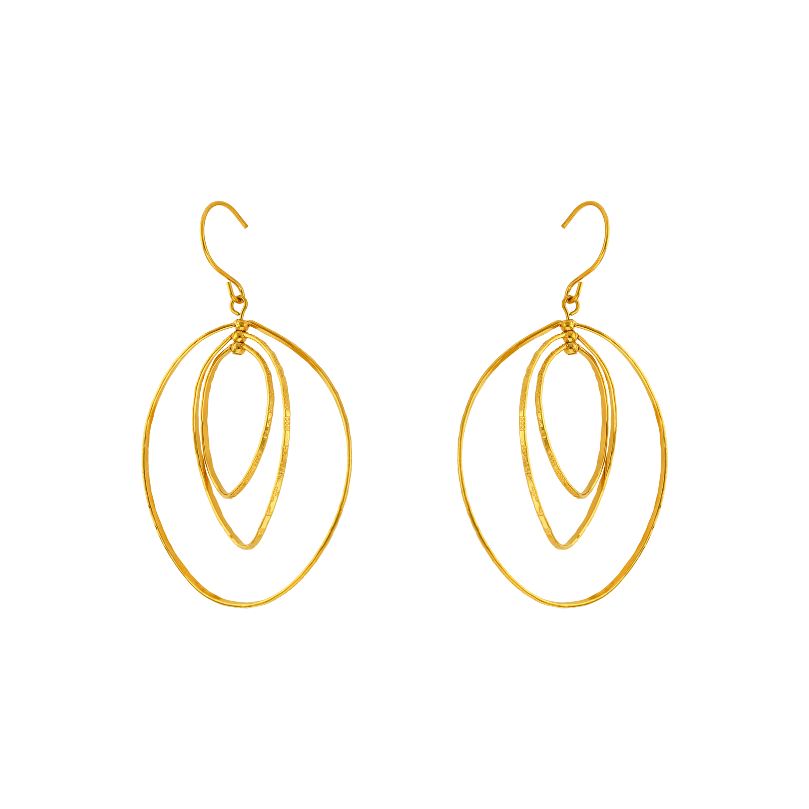 boucles d'oreilles callas acier trois fils chute doré