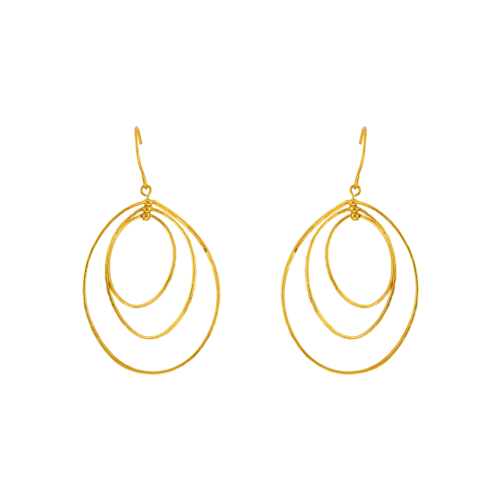boucles d'oreilles callas acier trois fils chute doré