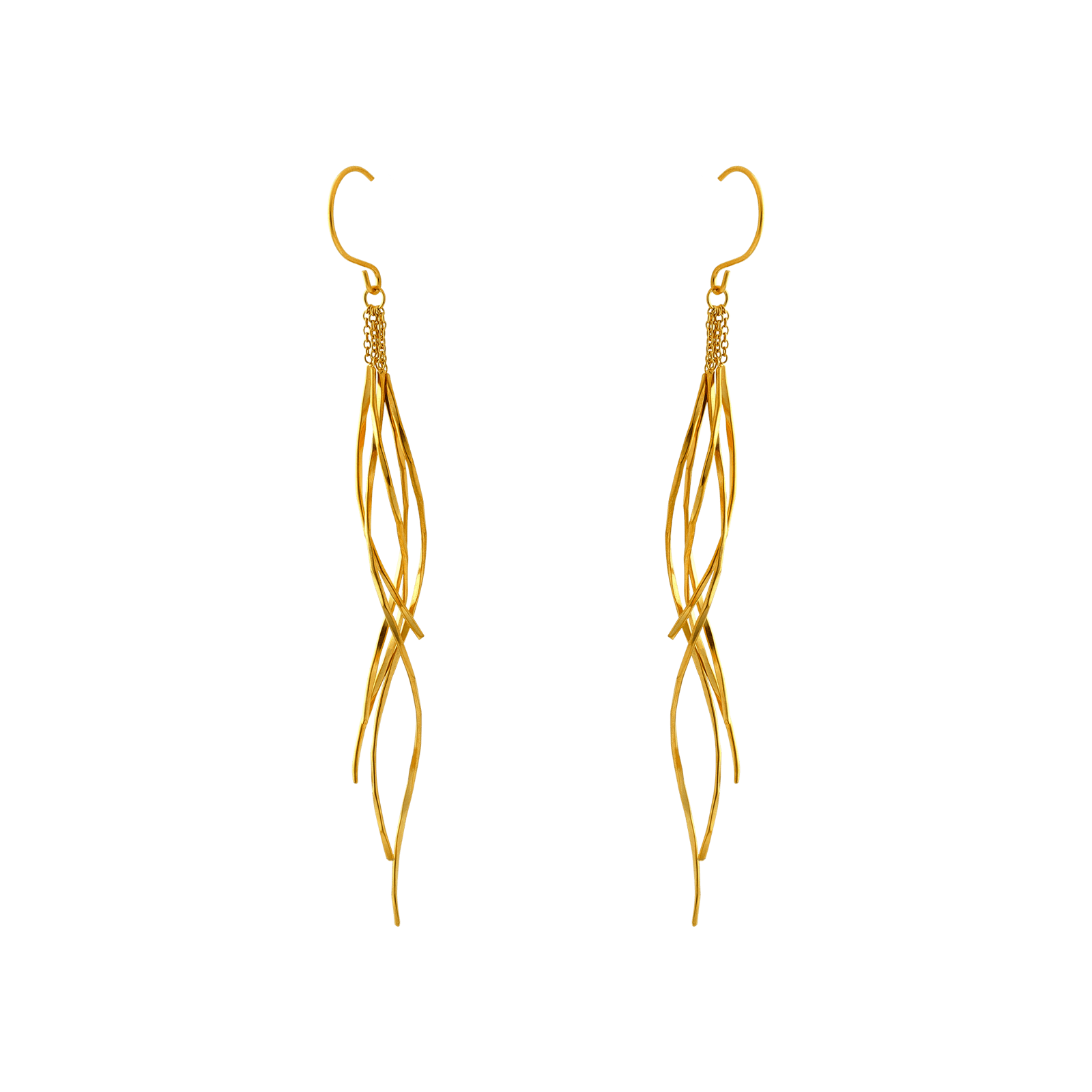 Boucles d'Oreilles Callas trois fils Acier doré