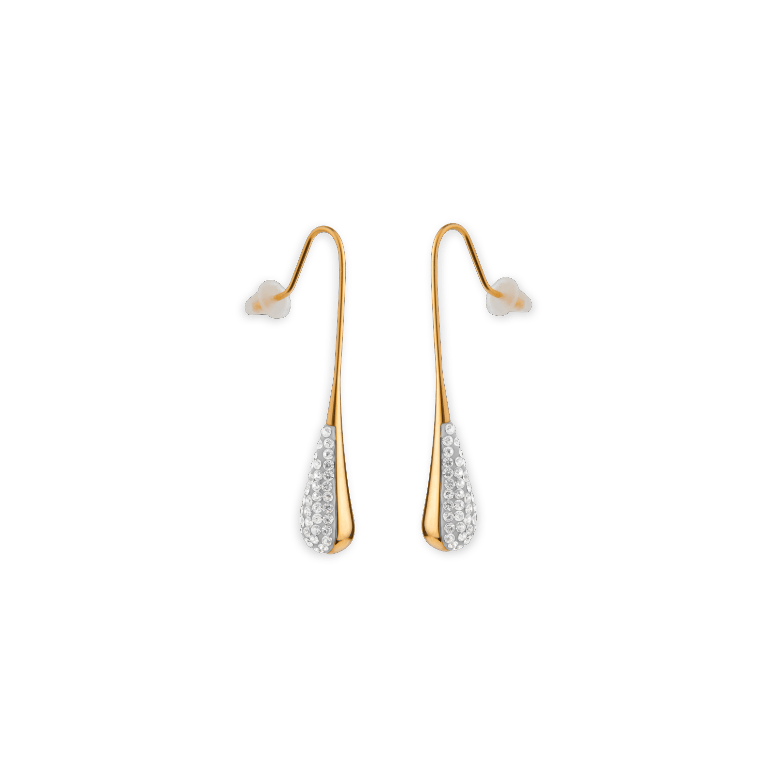 Boucles D'oreilles Acier Jaune Goutte Cristal Pendant 40mm Au Total