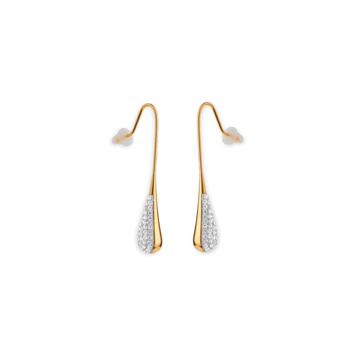 Boucles D'oreilles Acier Jaune Goutte Cristal Pendant 40mm