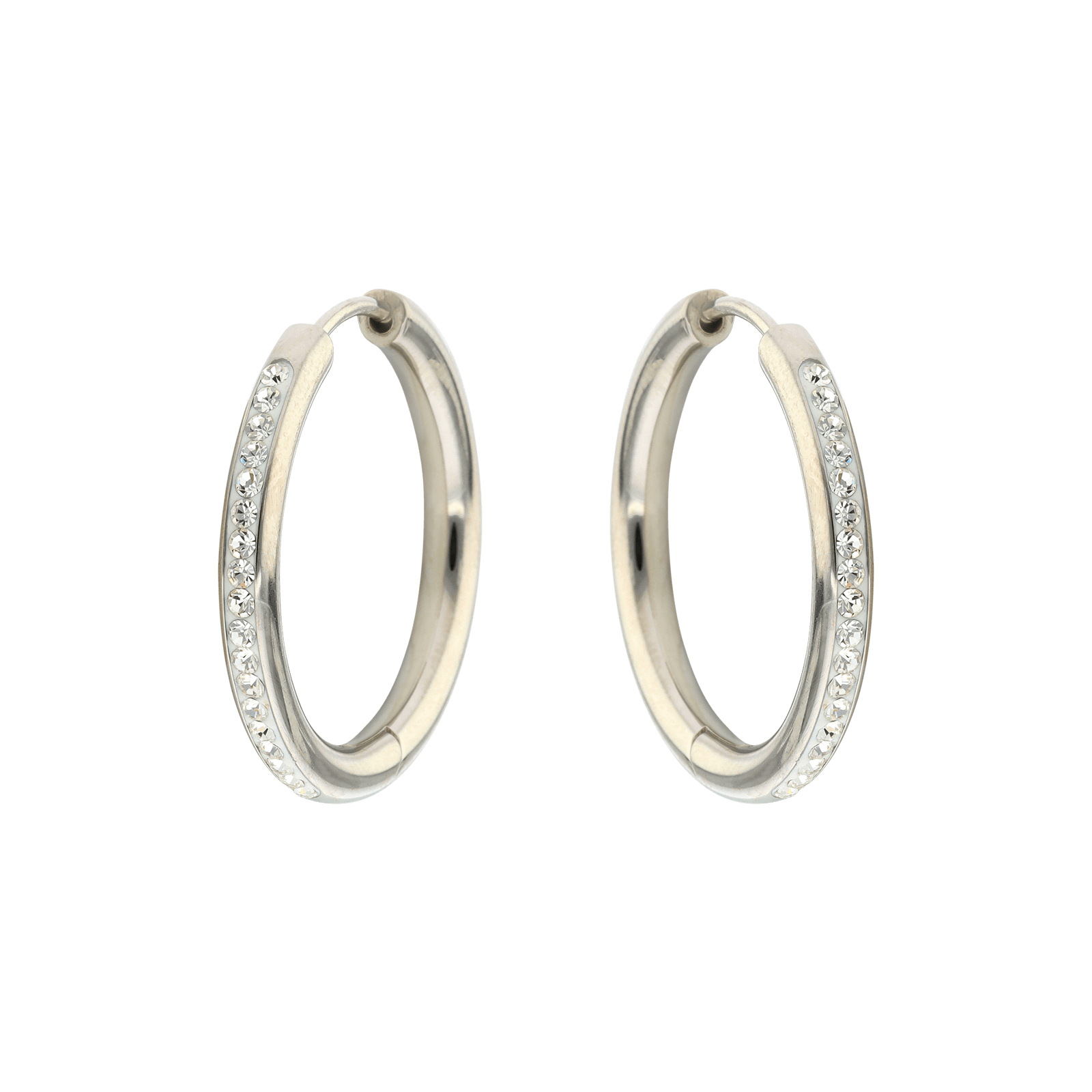 CREOLES ACIER ET CRISTAL 3MM/20MM