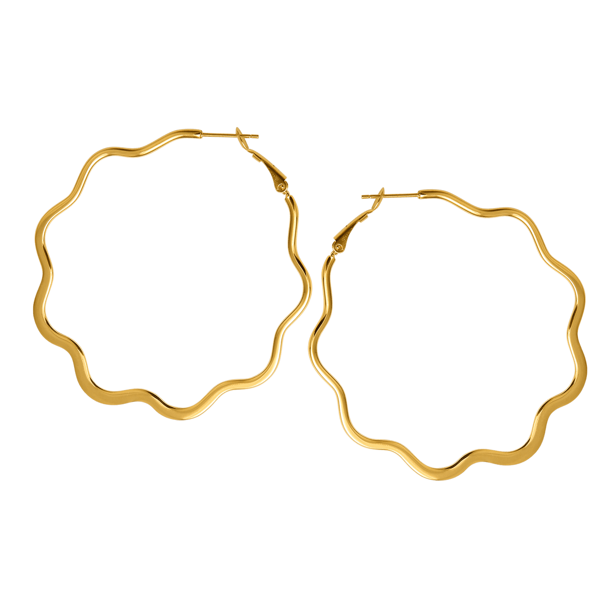 Créoles Acier Jaune Ondulées 60mm Tube 3mm