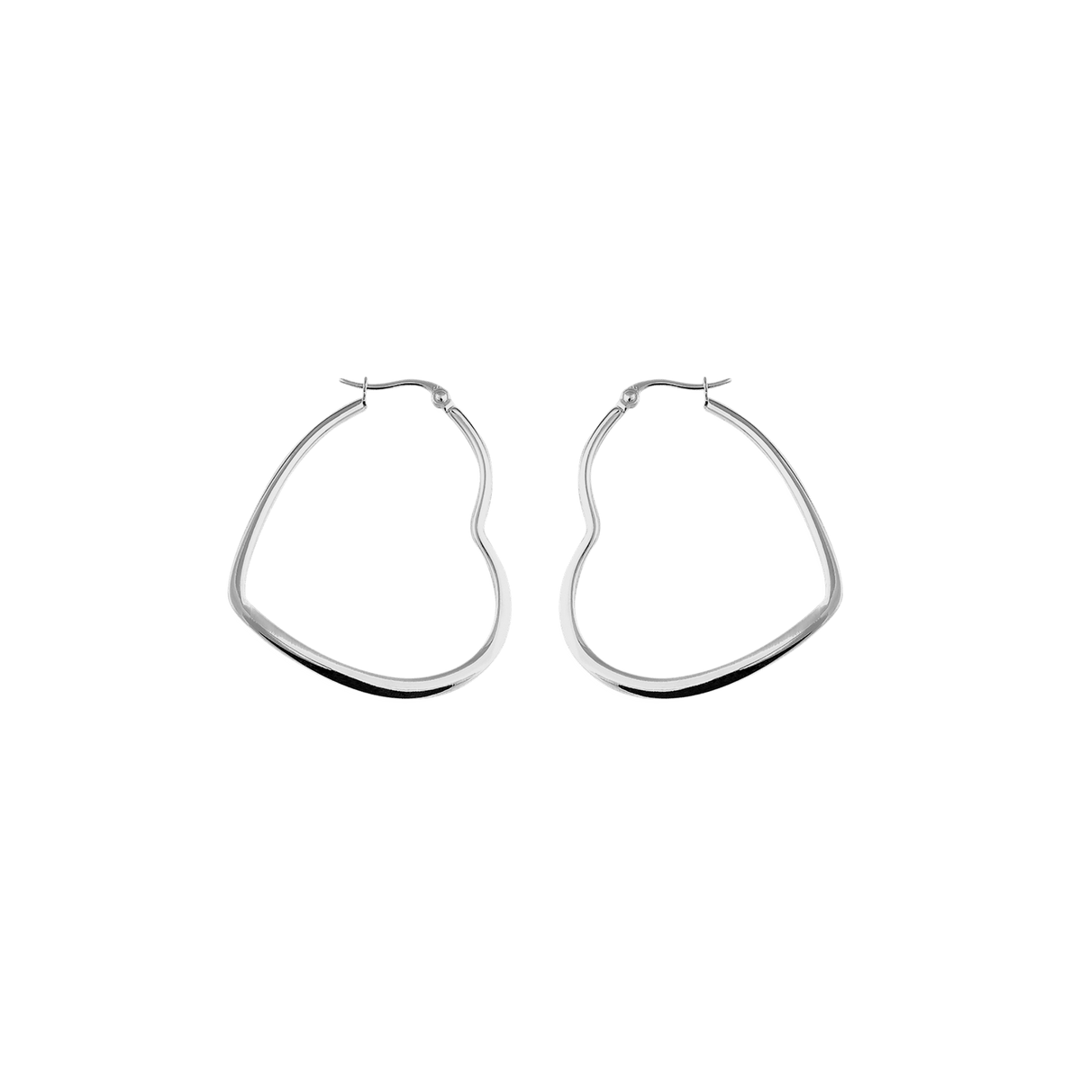 Créoles Acier Couleur Argent Cœur 30mm Tube 3mm