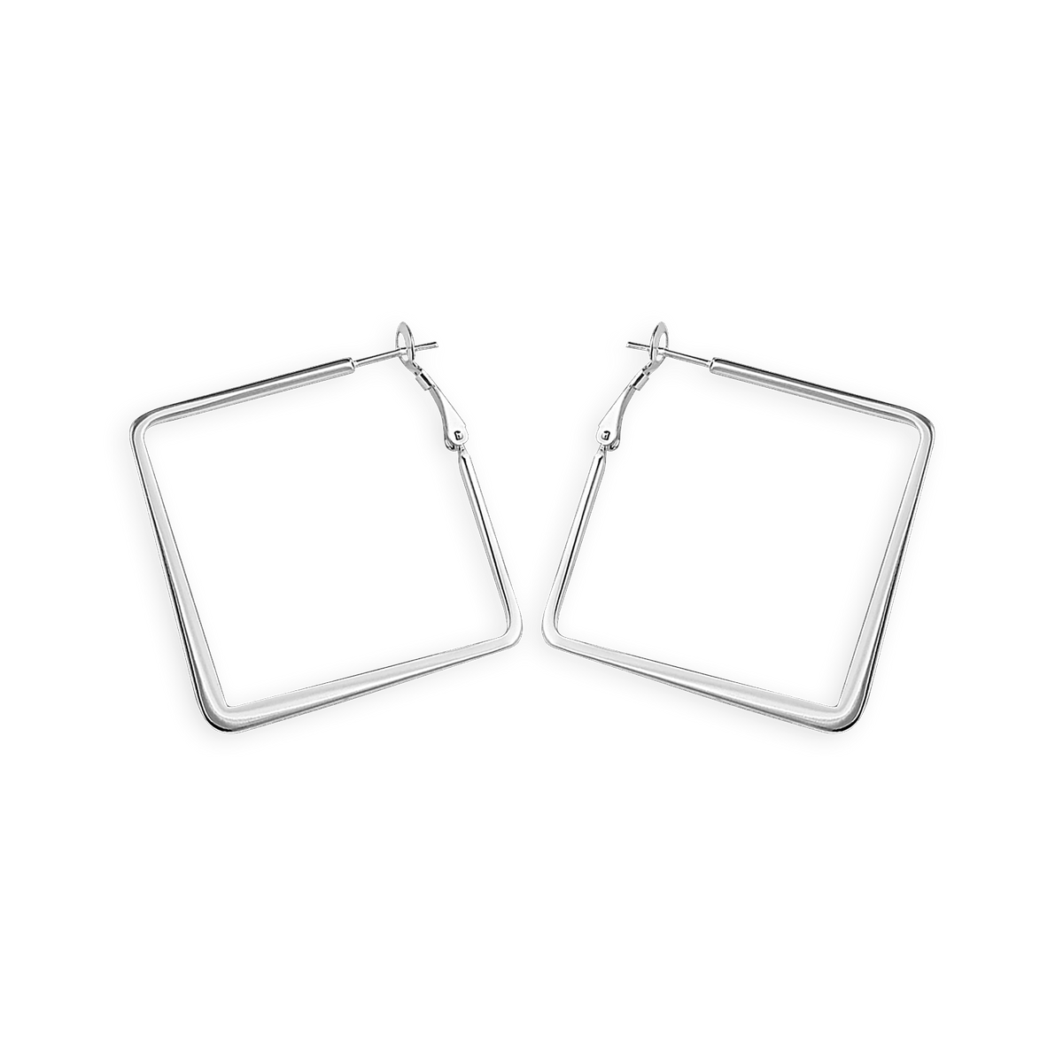 Créoles Acier Couleur Argent Carrées 40mm Tube 3mm