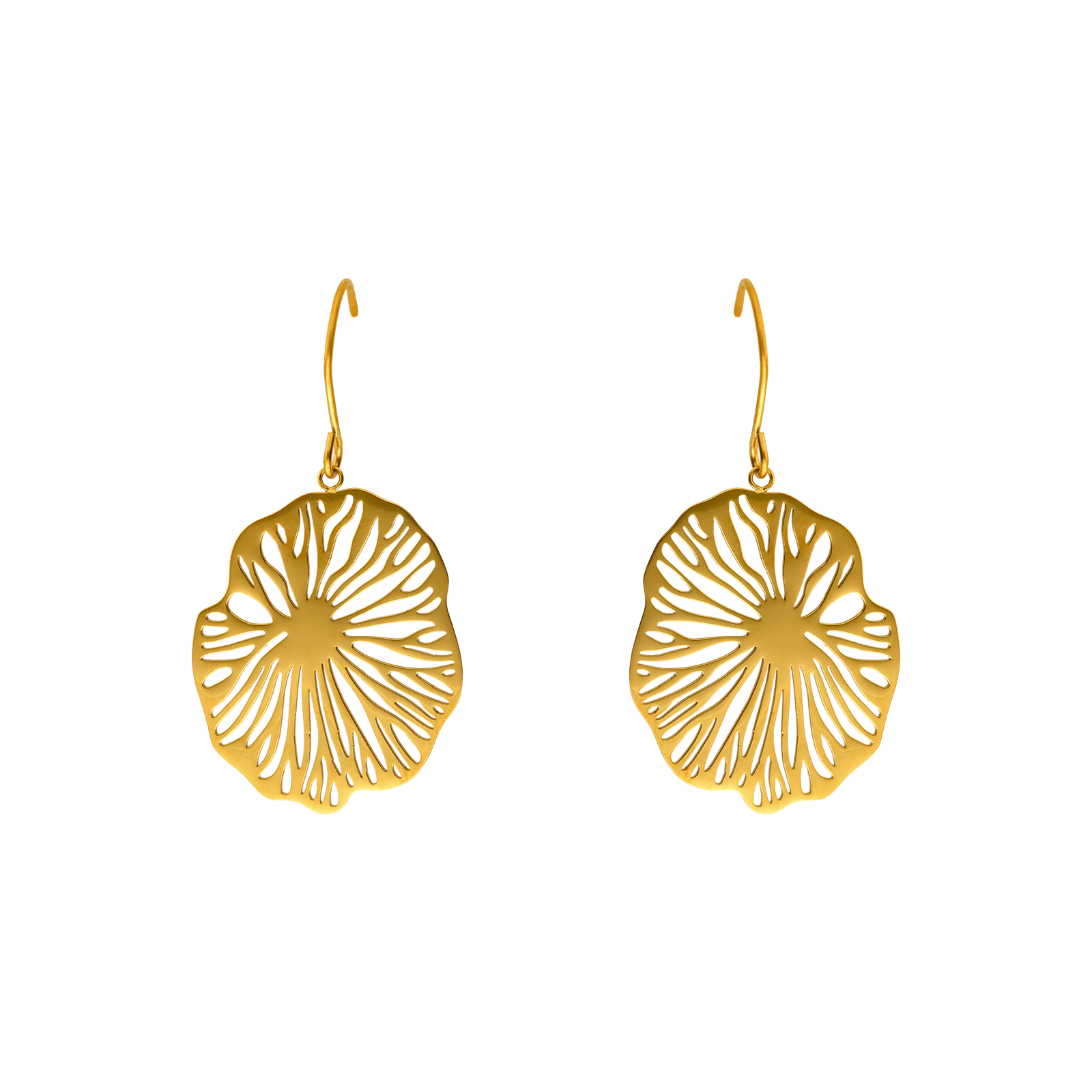Boucles d'Oreilles Callas Acier doré Pendentif fleur ajouré