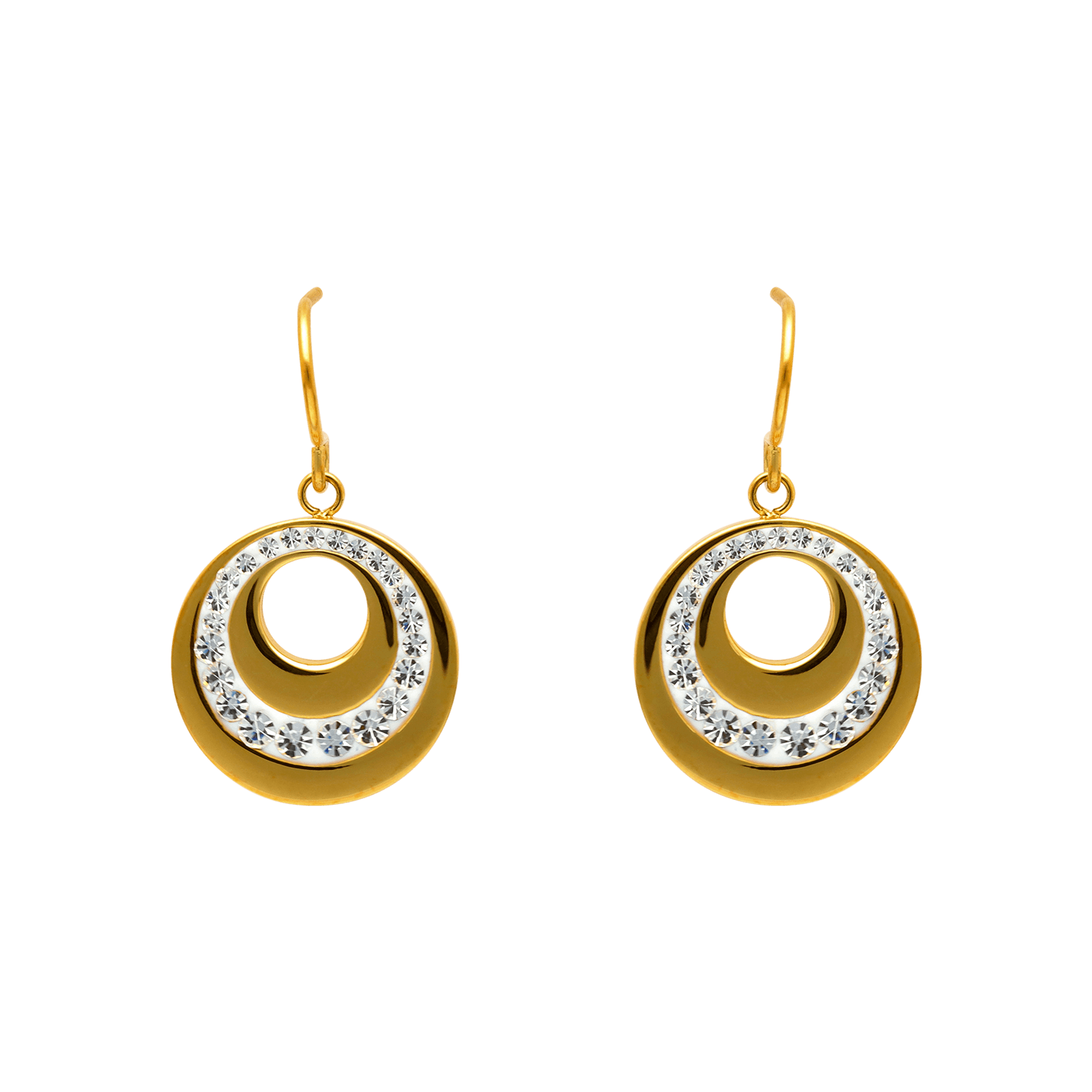 boucles d'oreilles callas acier doré et cristal