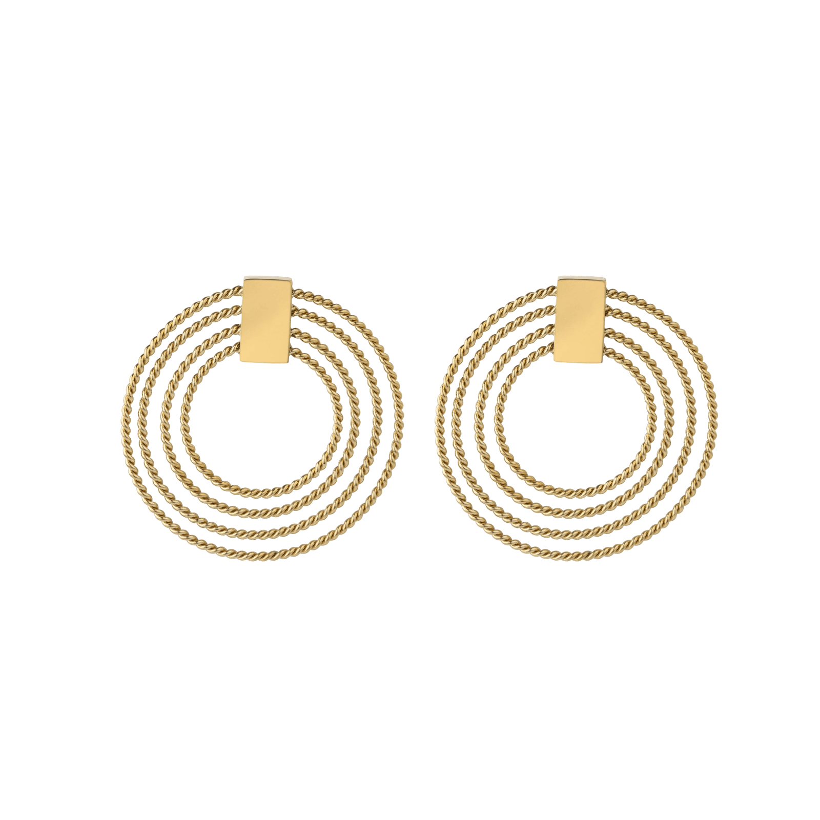 boucles d'oreilles callas acier doré quatre cercles perles