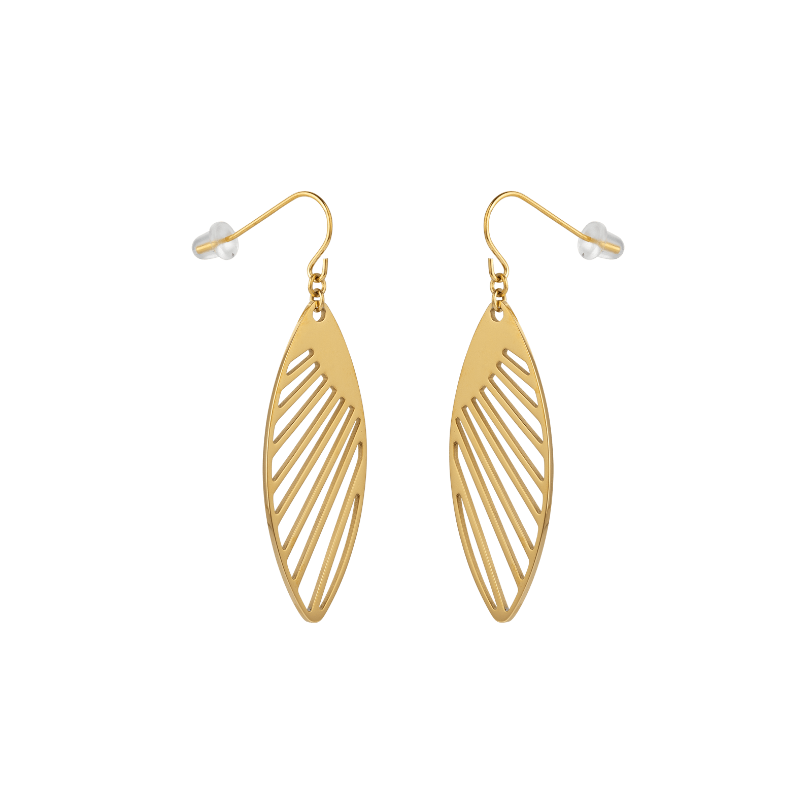 Boucles d'Oreilles Callas Acier doré Pendentif motif ovale ajouré