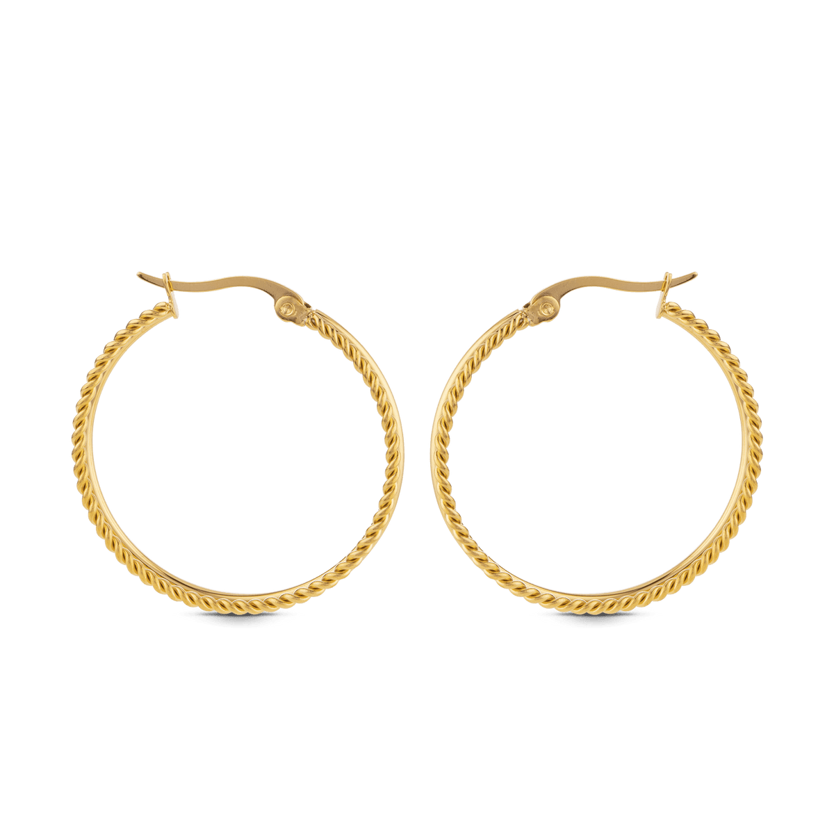 Créoles 30mm Lisses Torsadées Tubes 1.5mm Acier Jaune