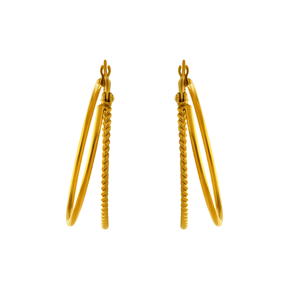 Créoles 30mm Lisses Torsadées Tubes 1.5mm Acier Jaune