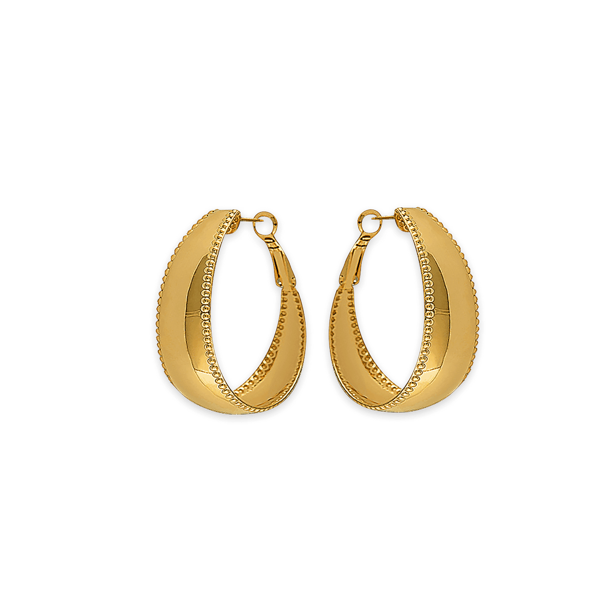 Créoles Acier Jaune Cubaines Ovales 30*40mm Tube 12mm