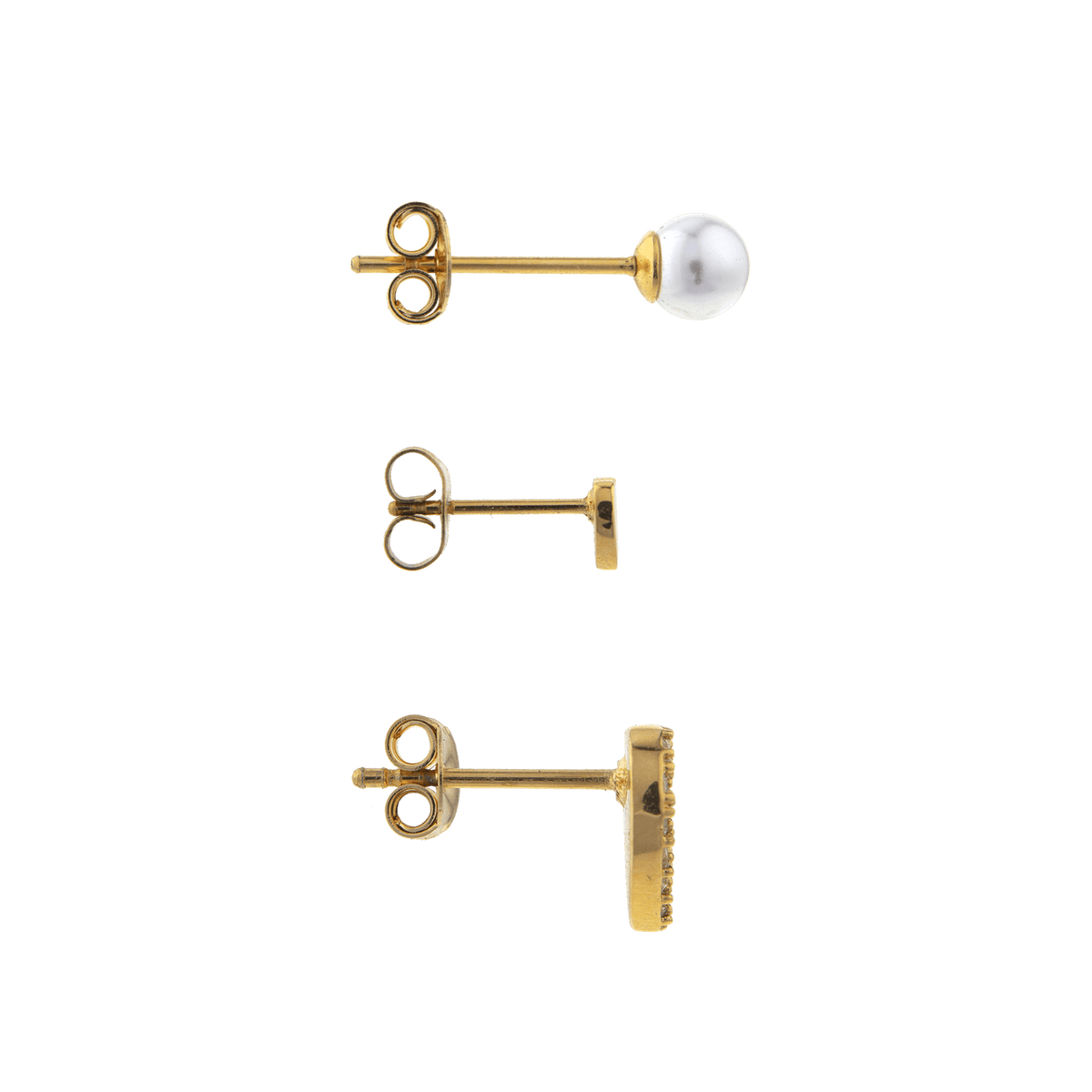 Boucles D'oreilles Dépareillées Acier Jaune Cœur Zirconium Perle