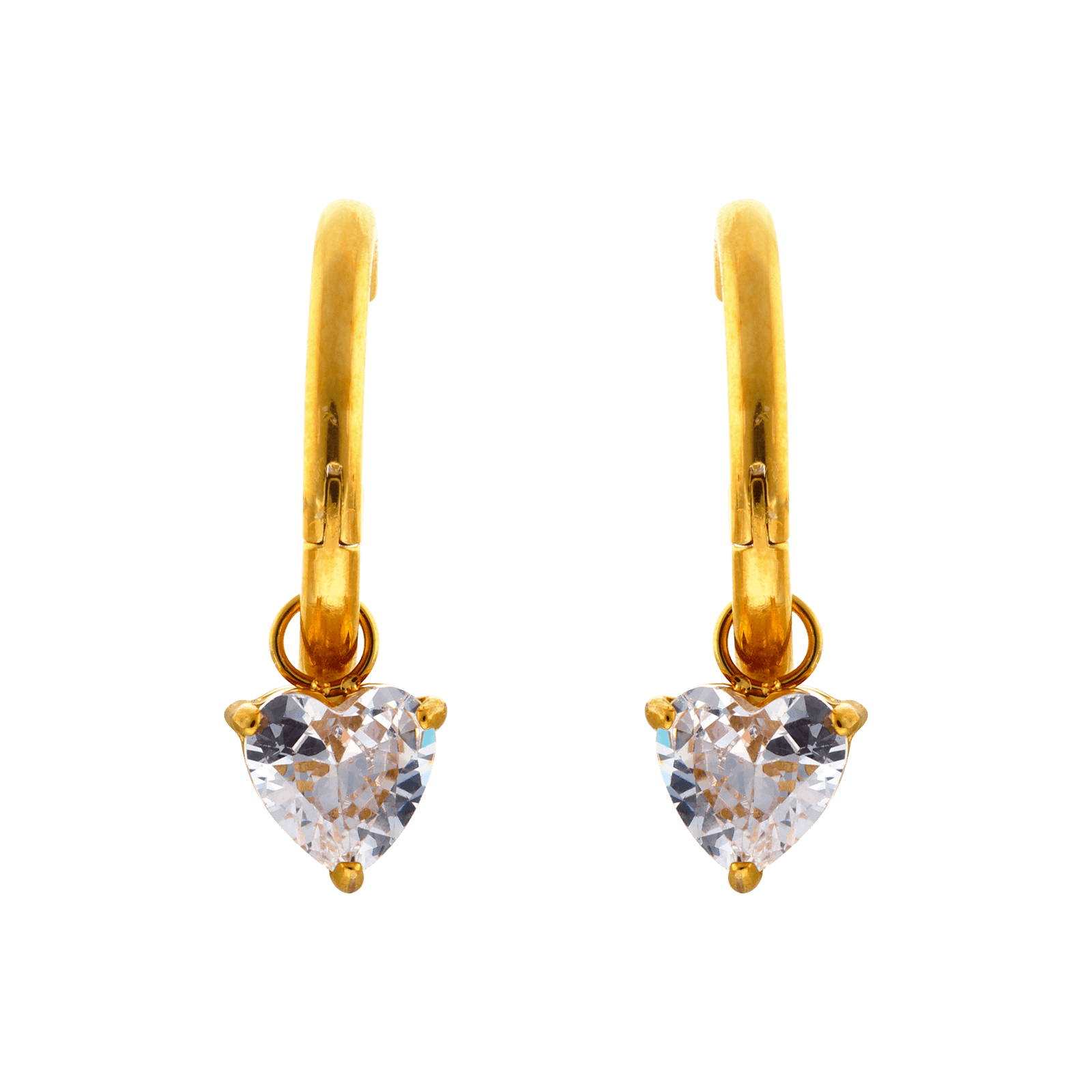 Créoles Pendentif coeur 8x8mm Acier doré