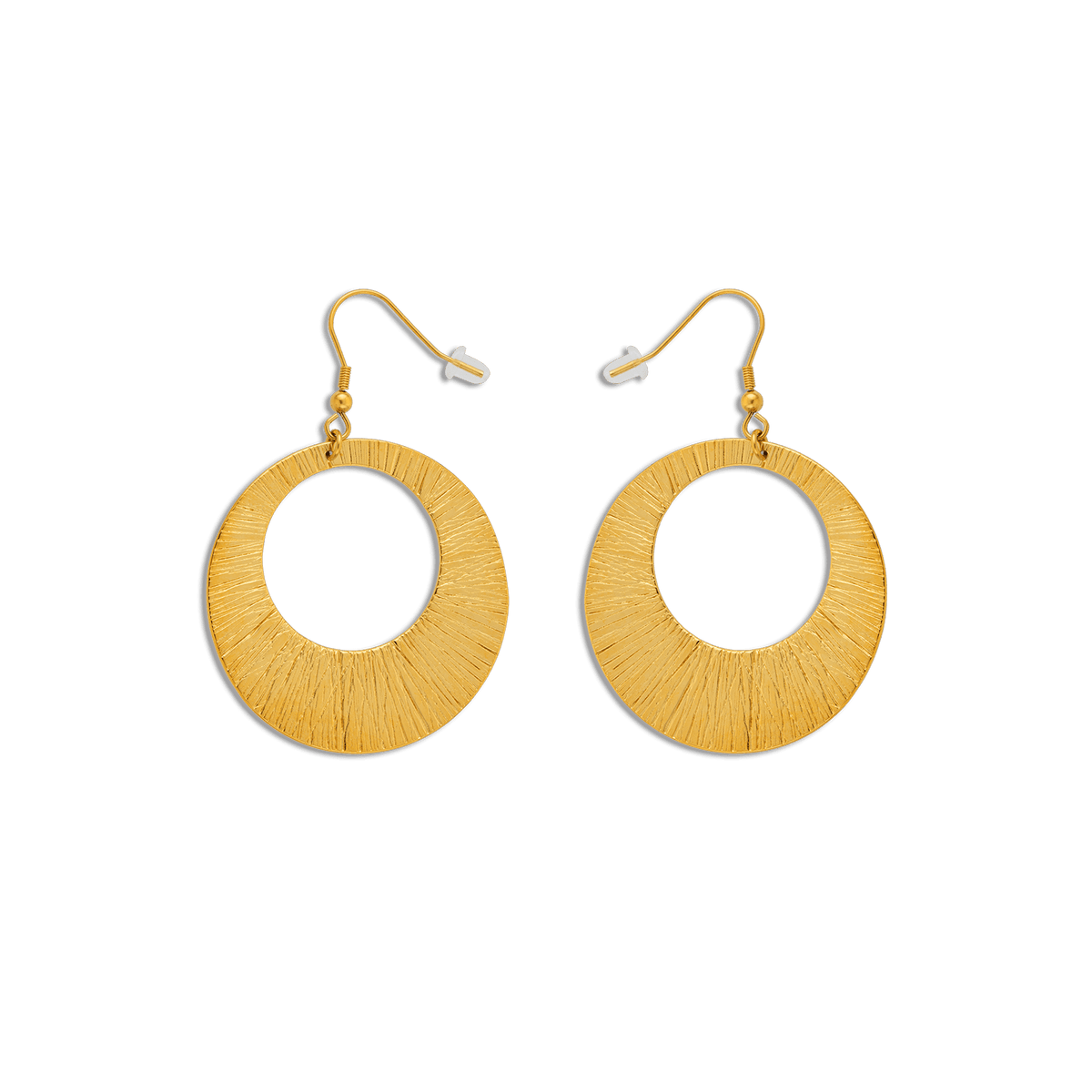 Boucles D'oreilles Acier Jaune Pendant 65mm Cercle Motif 44mm