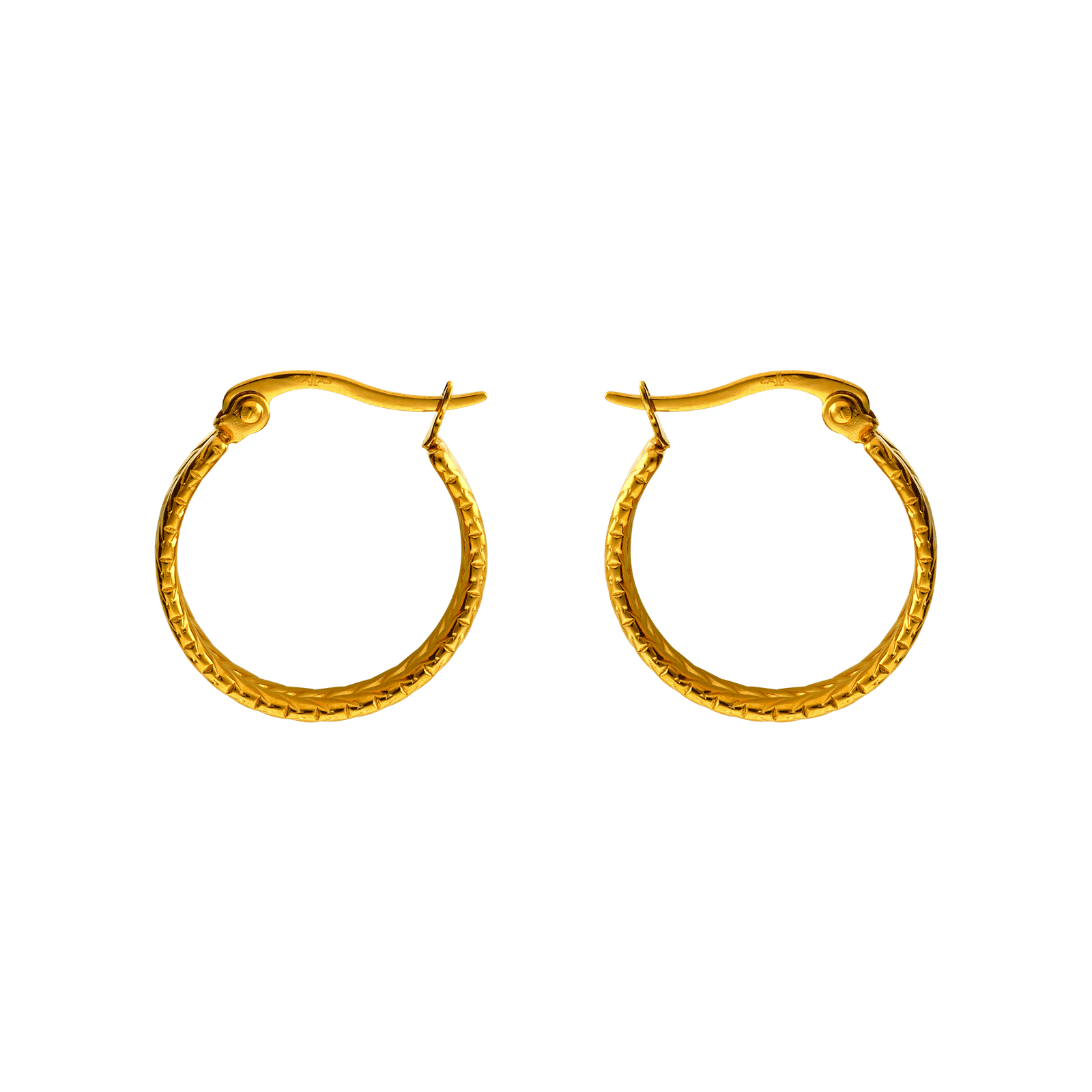 Créoles Callas Acier doré cercle maille serpent plat 25 millimètres