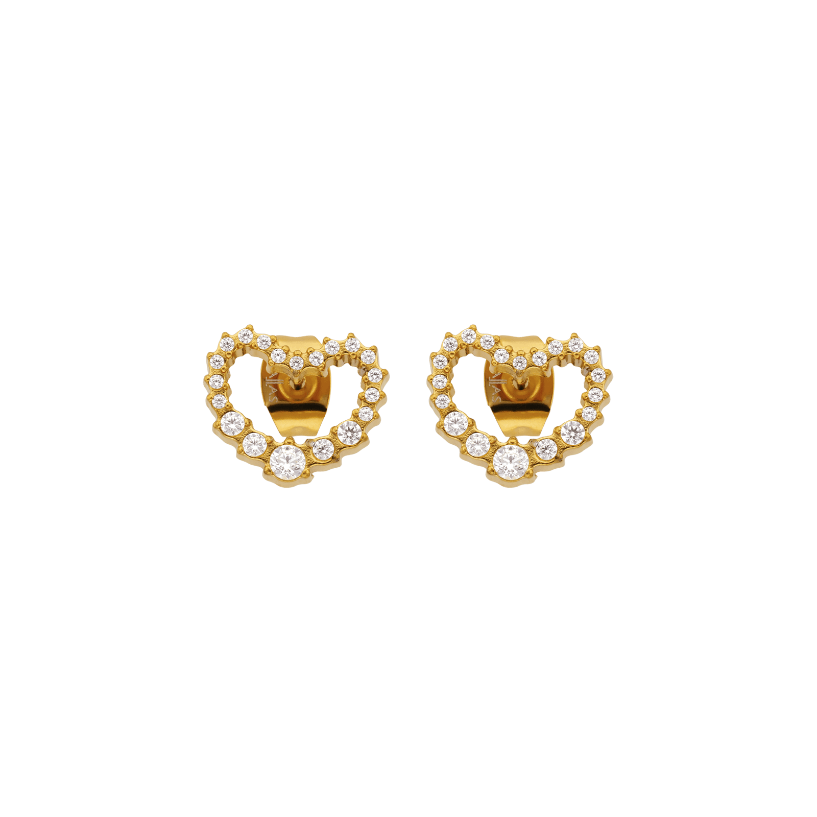 boucles d'oreilles callas acier doré coeur sertie zirconia cubique