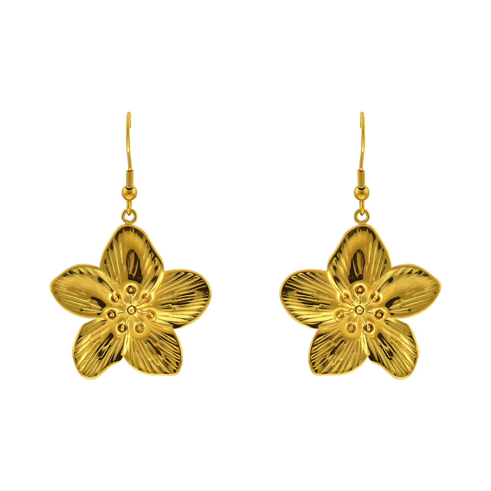 boucles d'oreilles acier femme callas acier doré dormeuse hibiscus