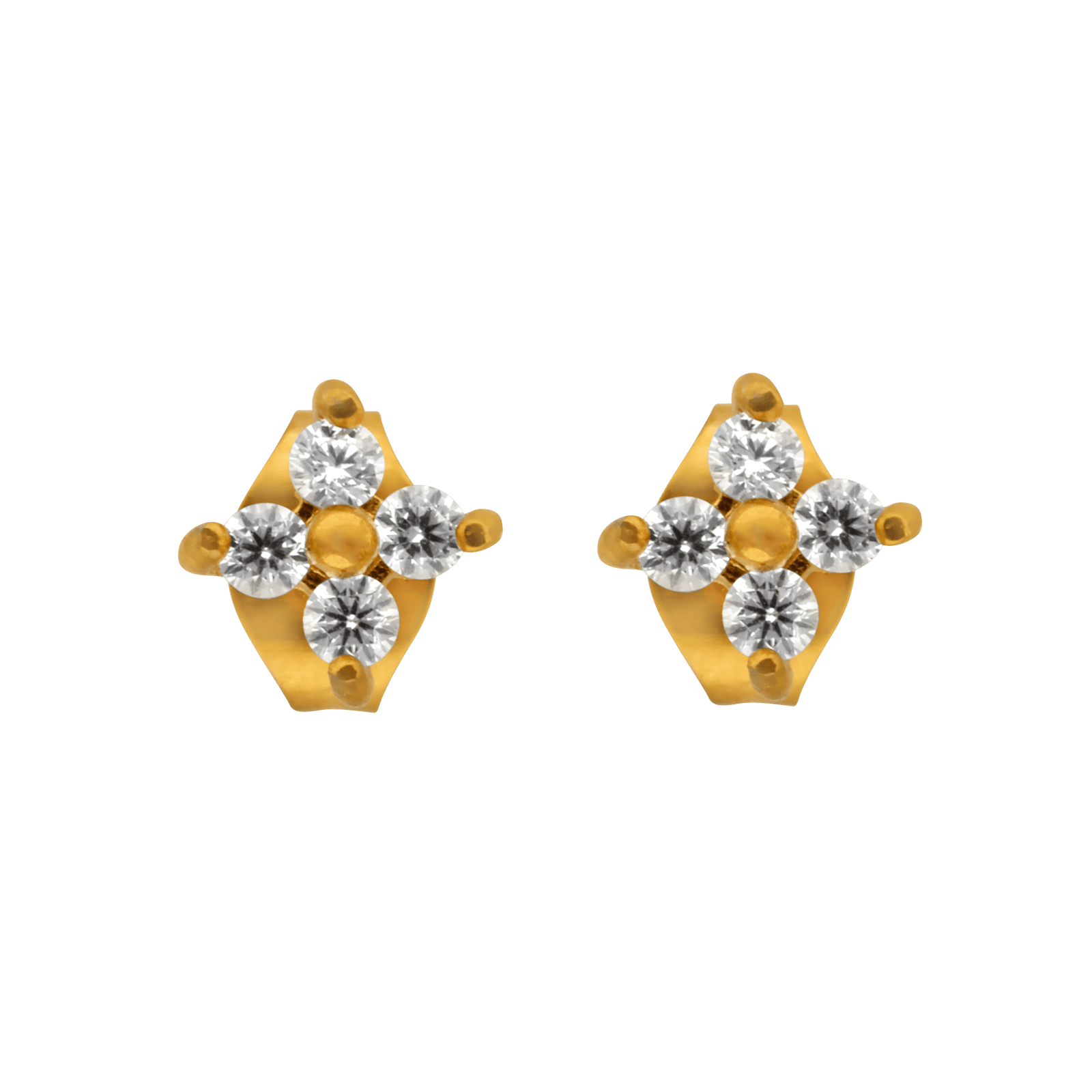 Boucles d'Oreilles Callas Acier doré duo chaîne fleur et Oxyde de Zirconium