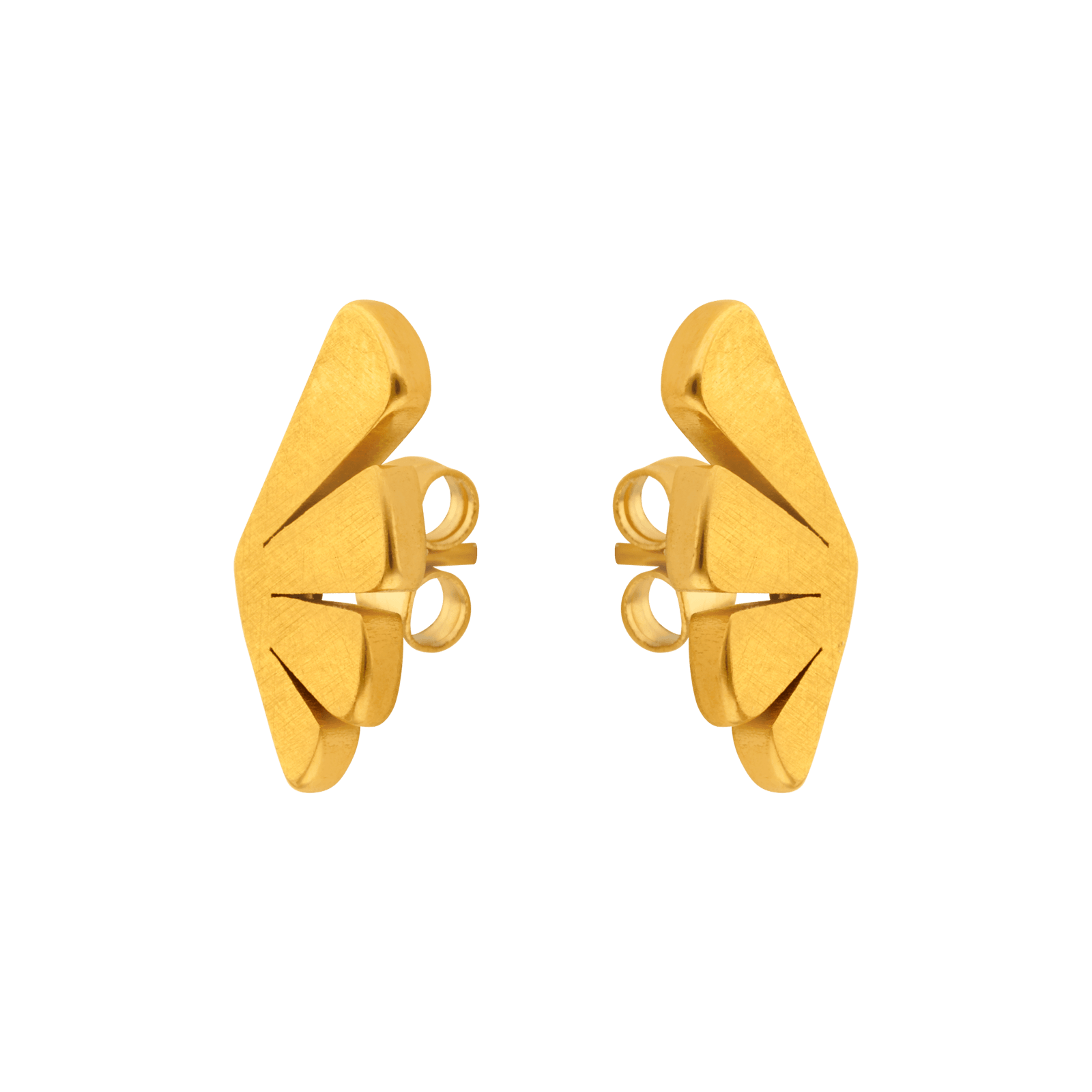 Boucles d'Oreilles Callas Acier doré motif fantaisie brossé