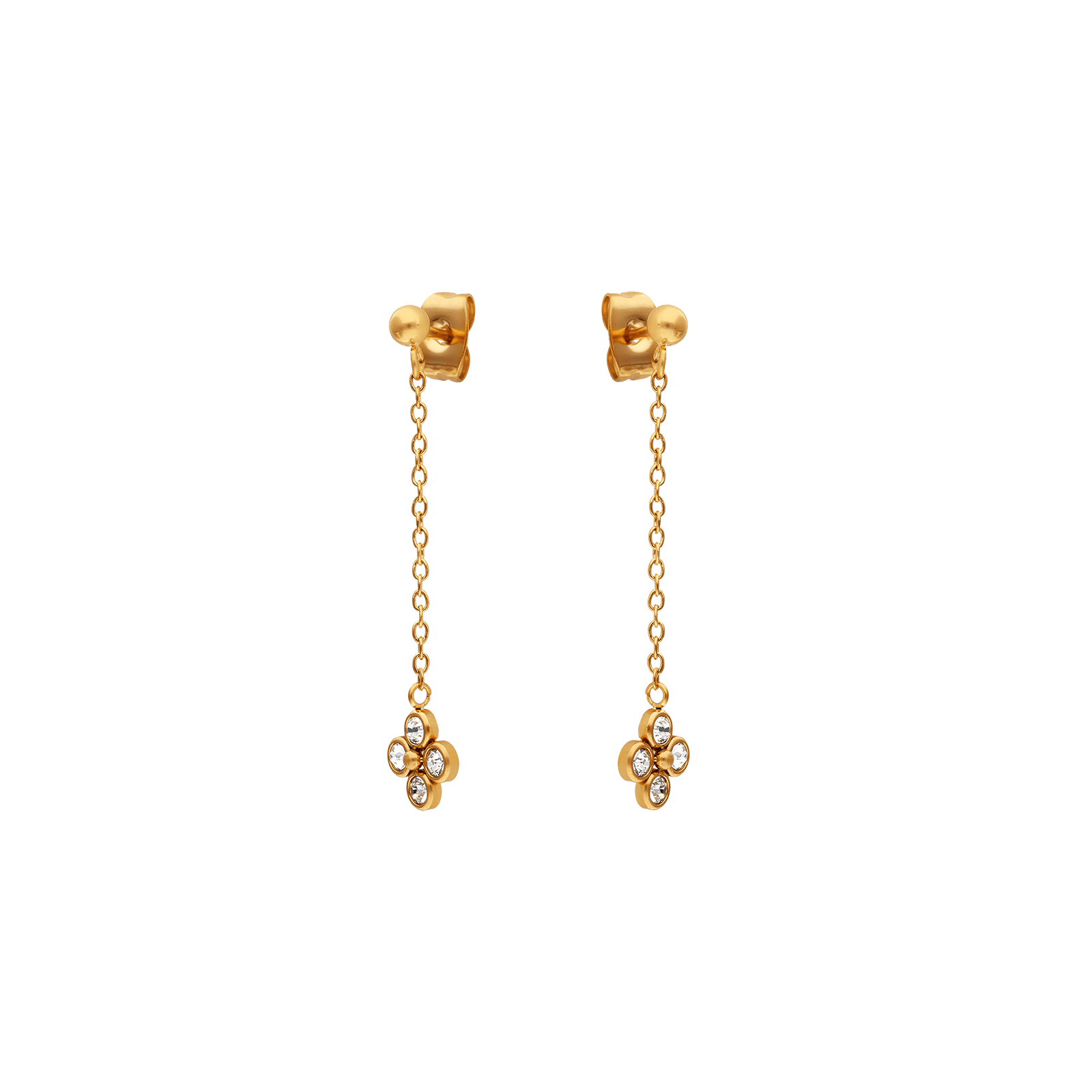 boucles d'oreilles callas acier doré pendentif fleur oxyde de zirconium