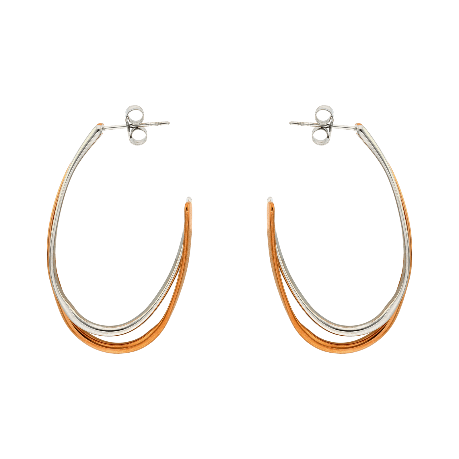 CREOLES OVALES ACIER BIColore 24X37MM