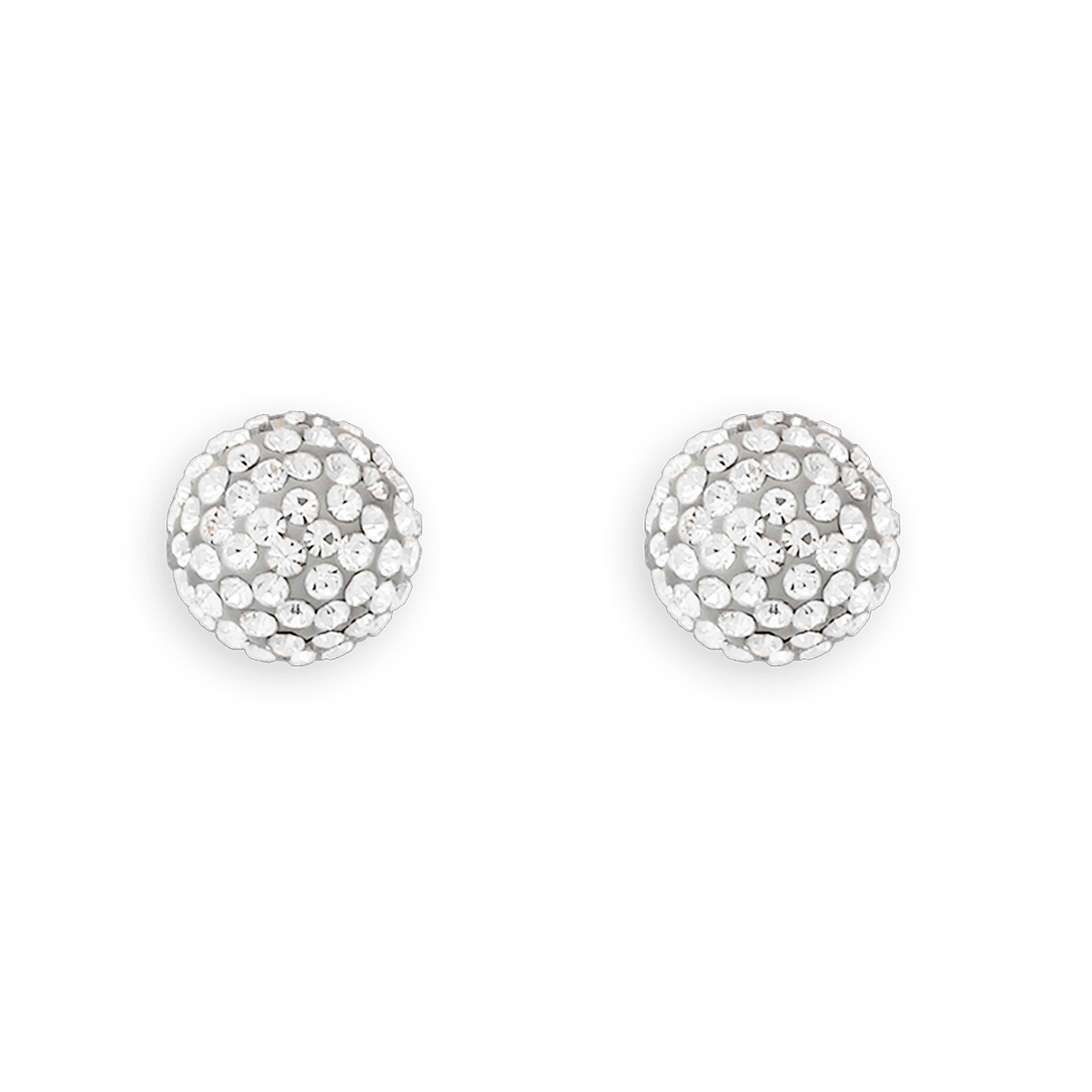 Boucles D'oreilles Acier Boule Cristal 10mm