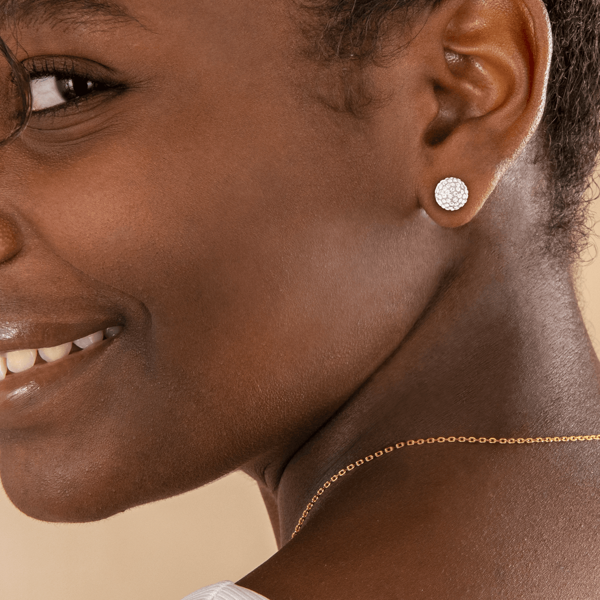 Boucles D'oreilles Acier Boule Cristal 8mm