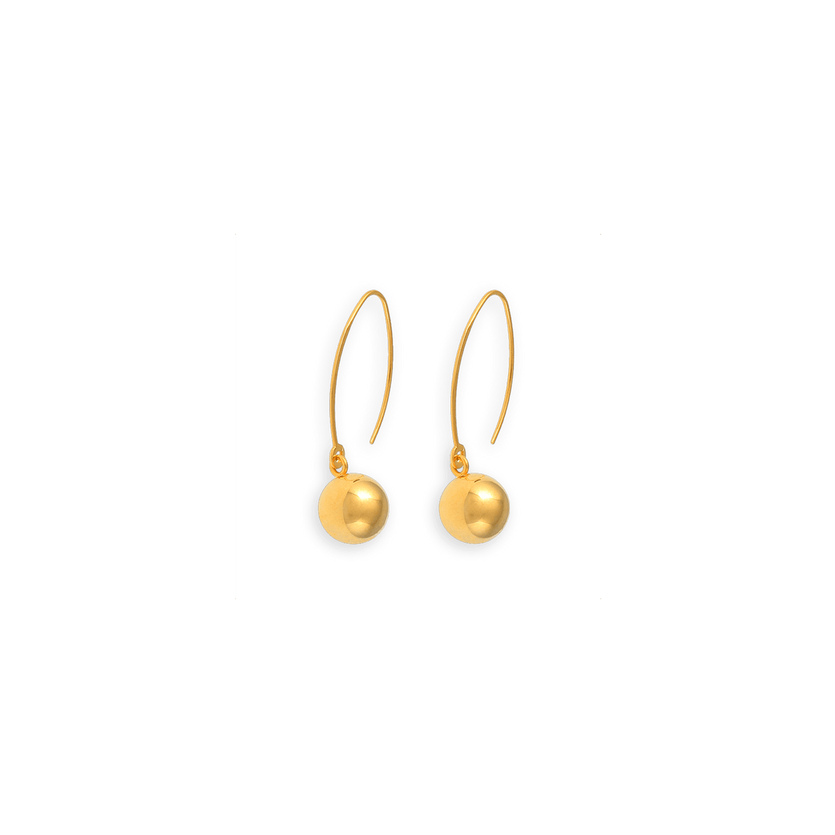 Boucles D'oreilles Acier Jaune Pendant 12*32mm Boule 9mm