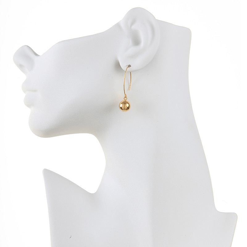 Boucles D'oreilles Acier Jaune Pendant 12*32mm Boule 9mm