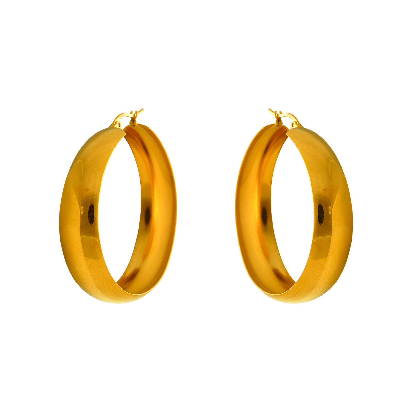 Créoles maille cubaine Callas Acier doré 50 millimètres