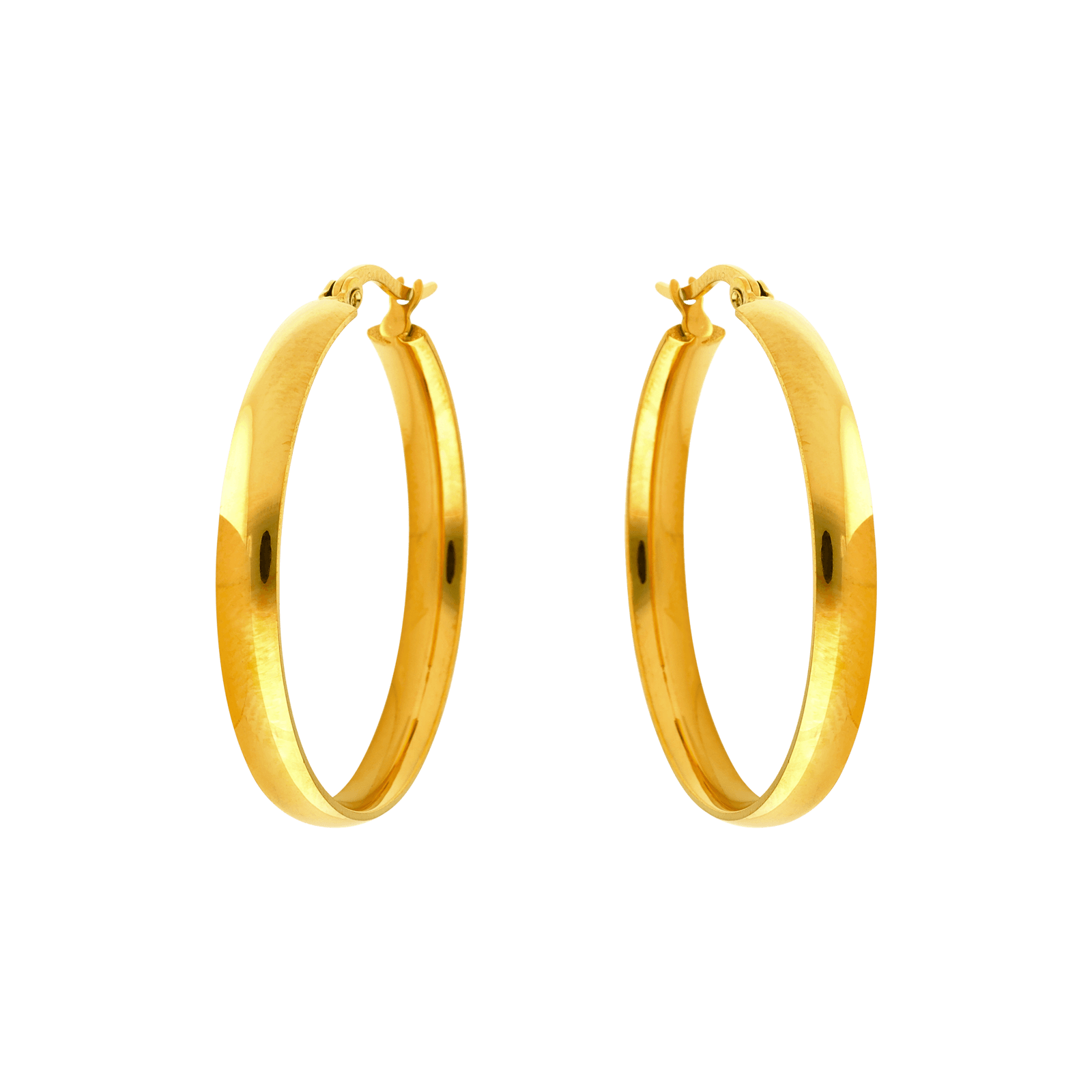 créoles callas acier fil plat doré 30 mm