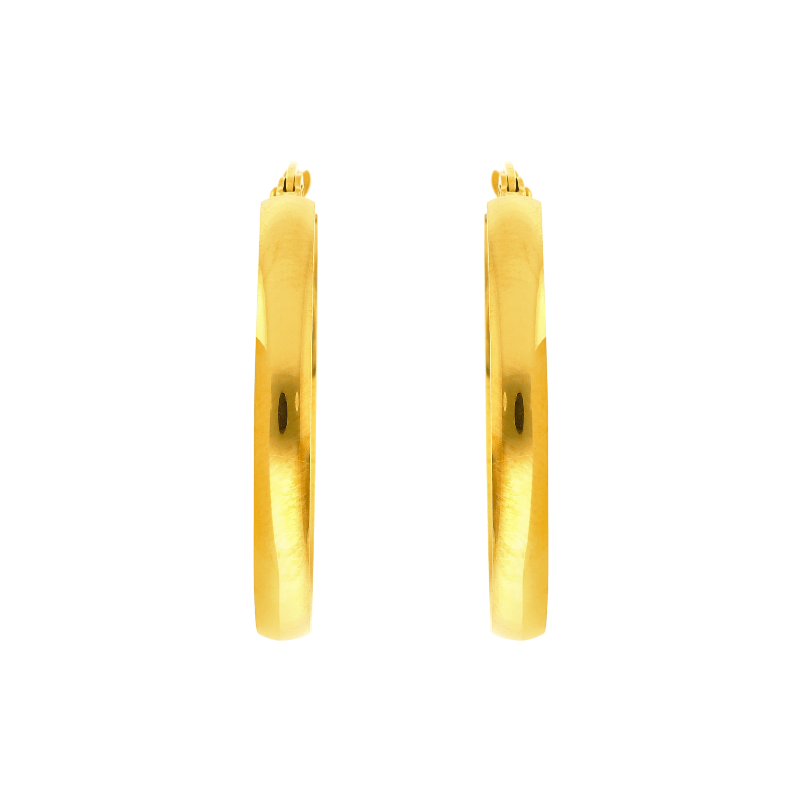 créoles callas acier fil plat doré 30 mm