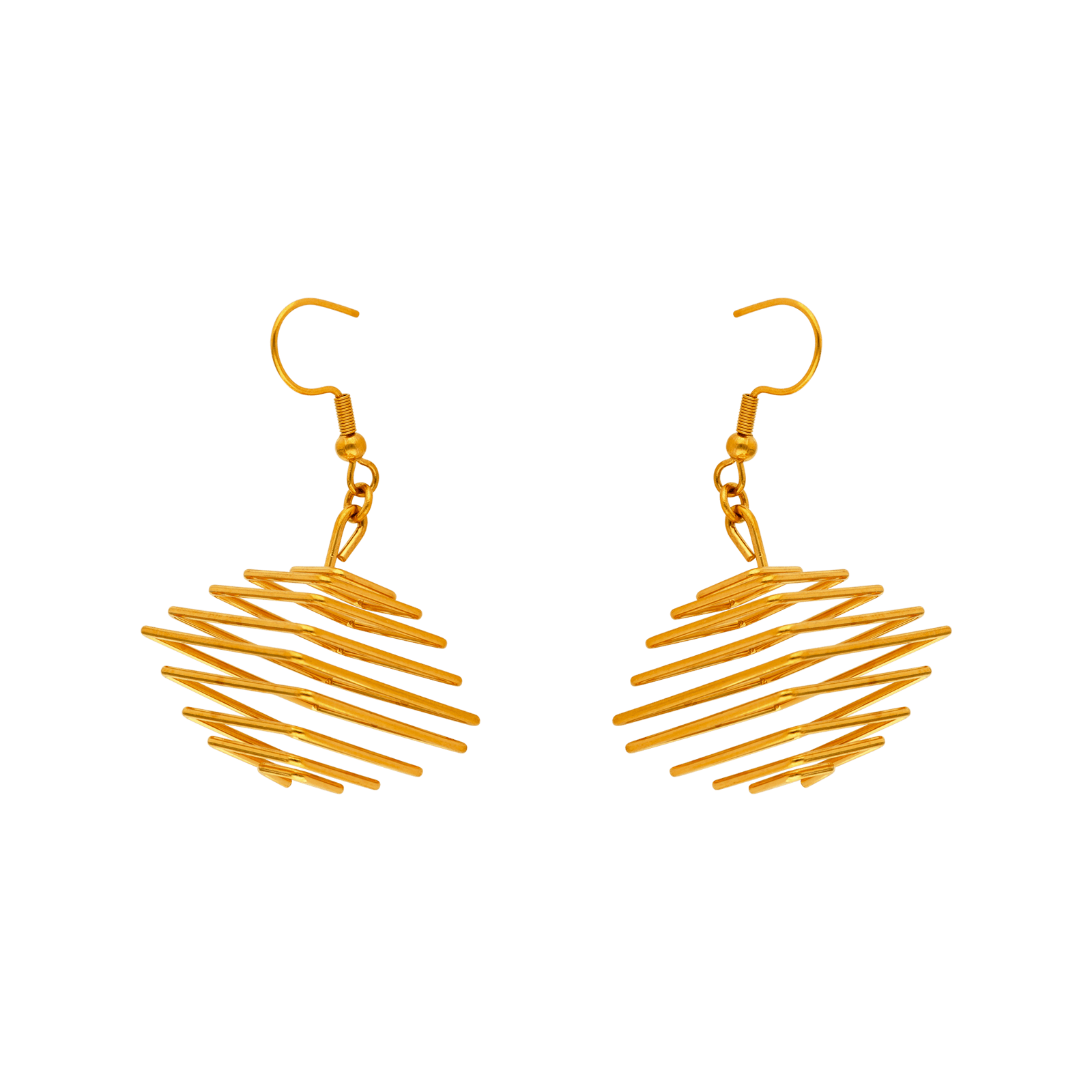 Boucles d'Oreilles Pendentif Callas spirale carrée Acier doré